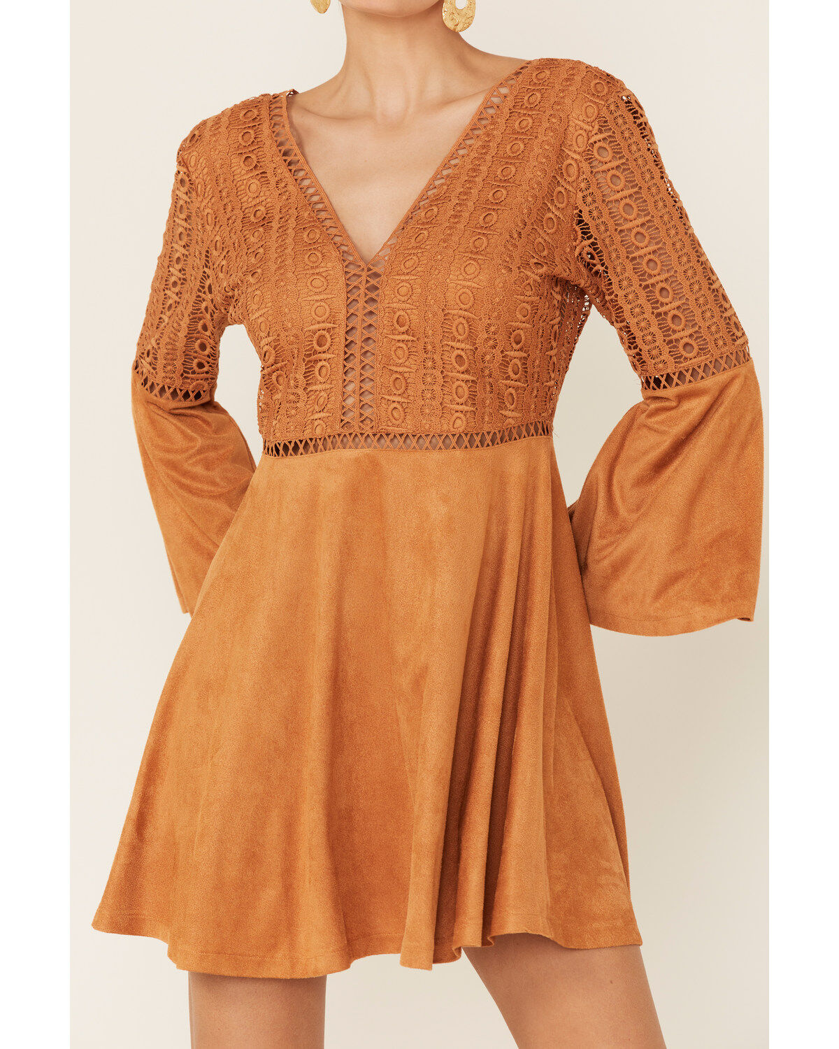 Beyond The Radar Women's Cut-Out Bell Sleeve Mini Dress