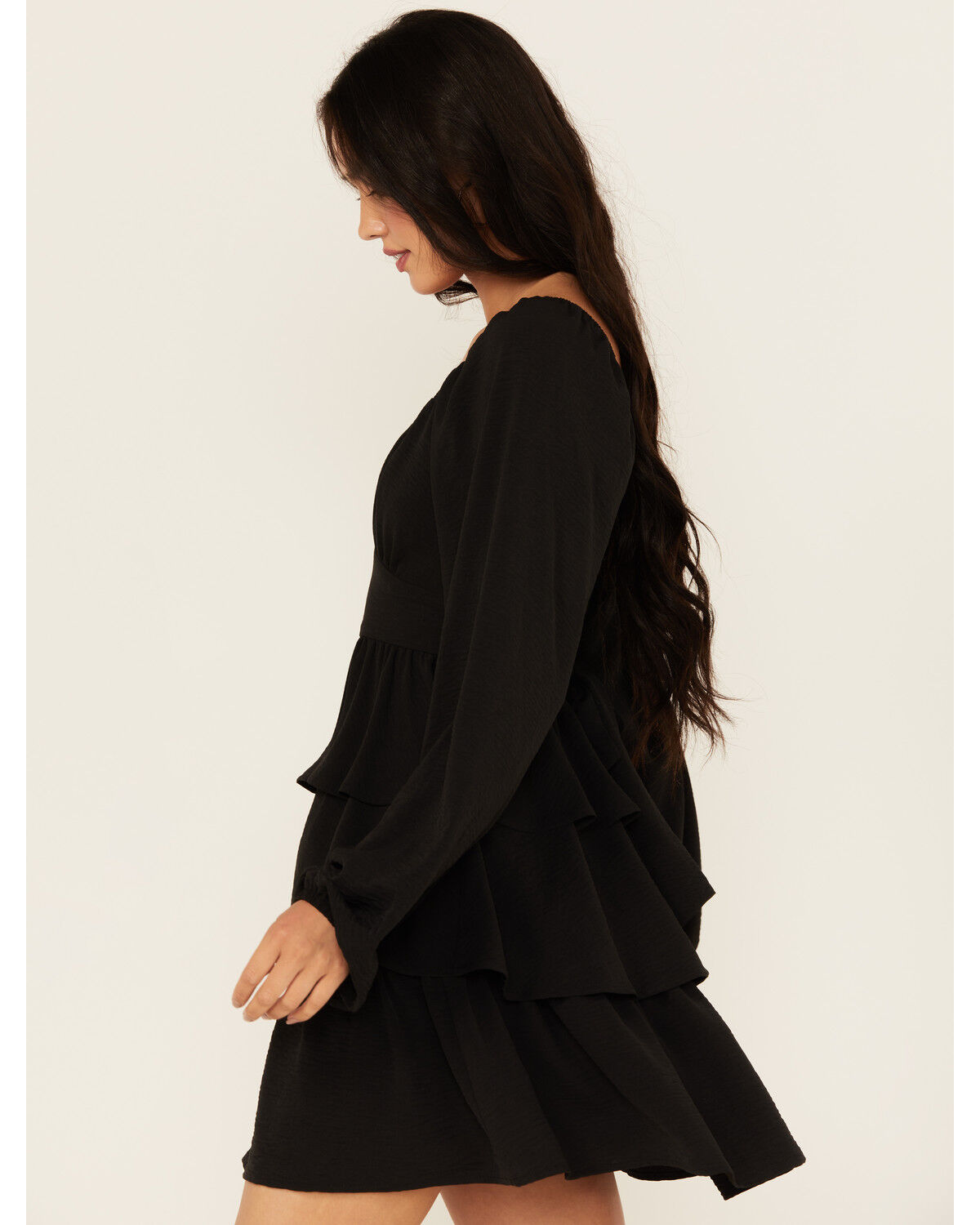 Originality Women's Long Sleeve Tiered Mini Dress