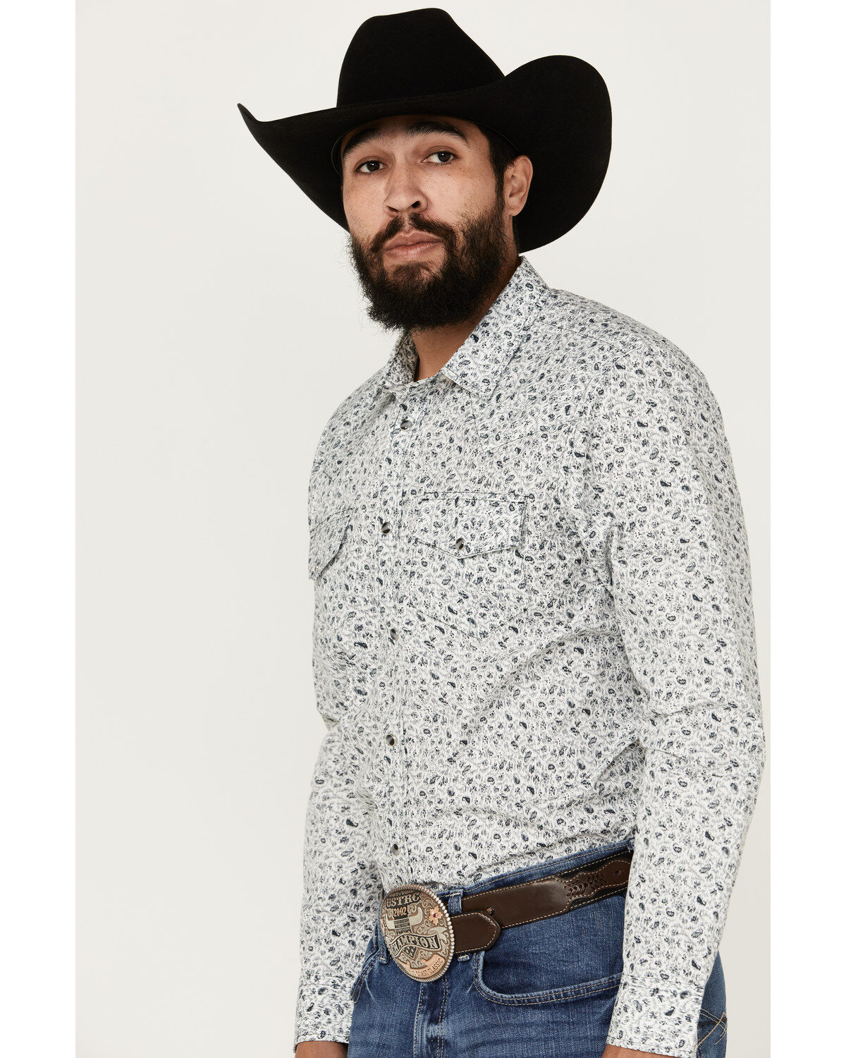 Gibson Trading Co Men's Static Paisley Floral Print Long Sleeve Pearl Snap Western Shirt