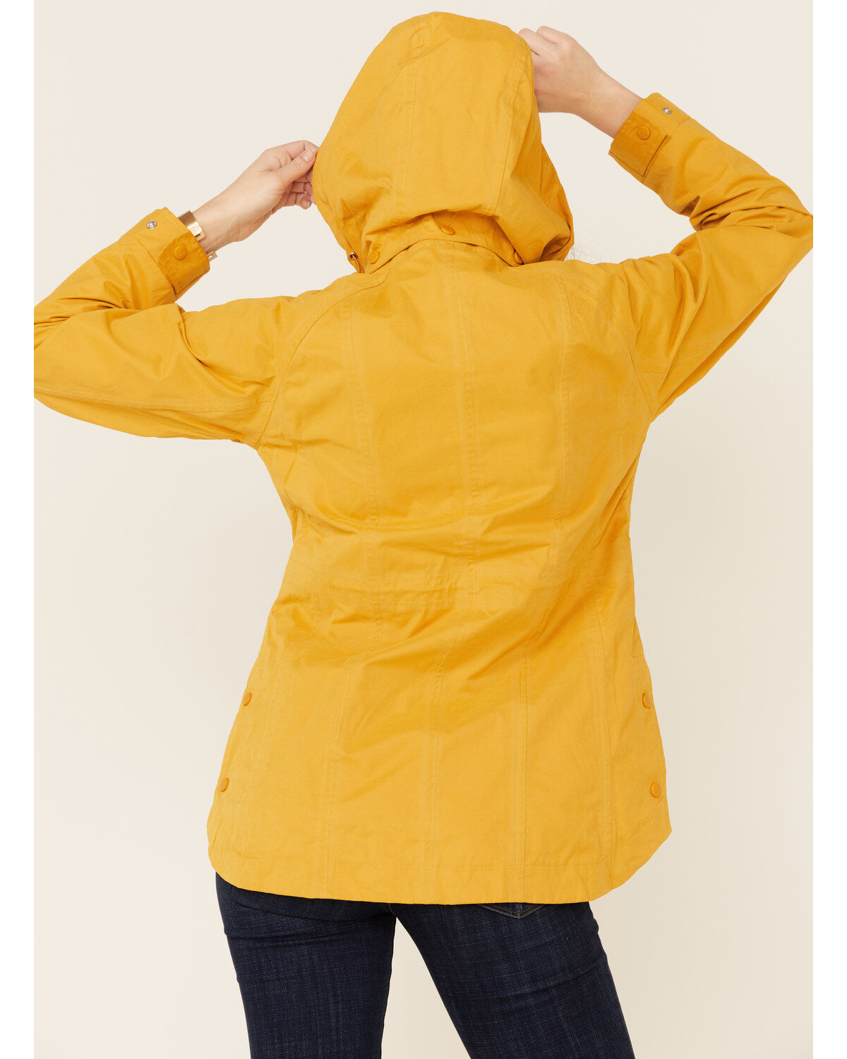 Outback Trading Co. Women's Solid Mustard Brookside Hooded Zip-Front Rain Jacket