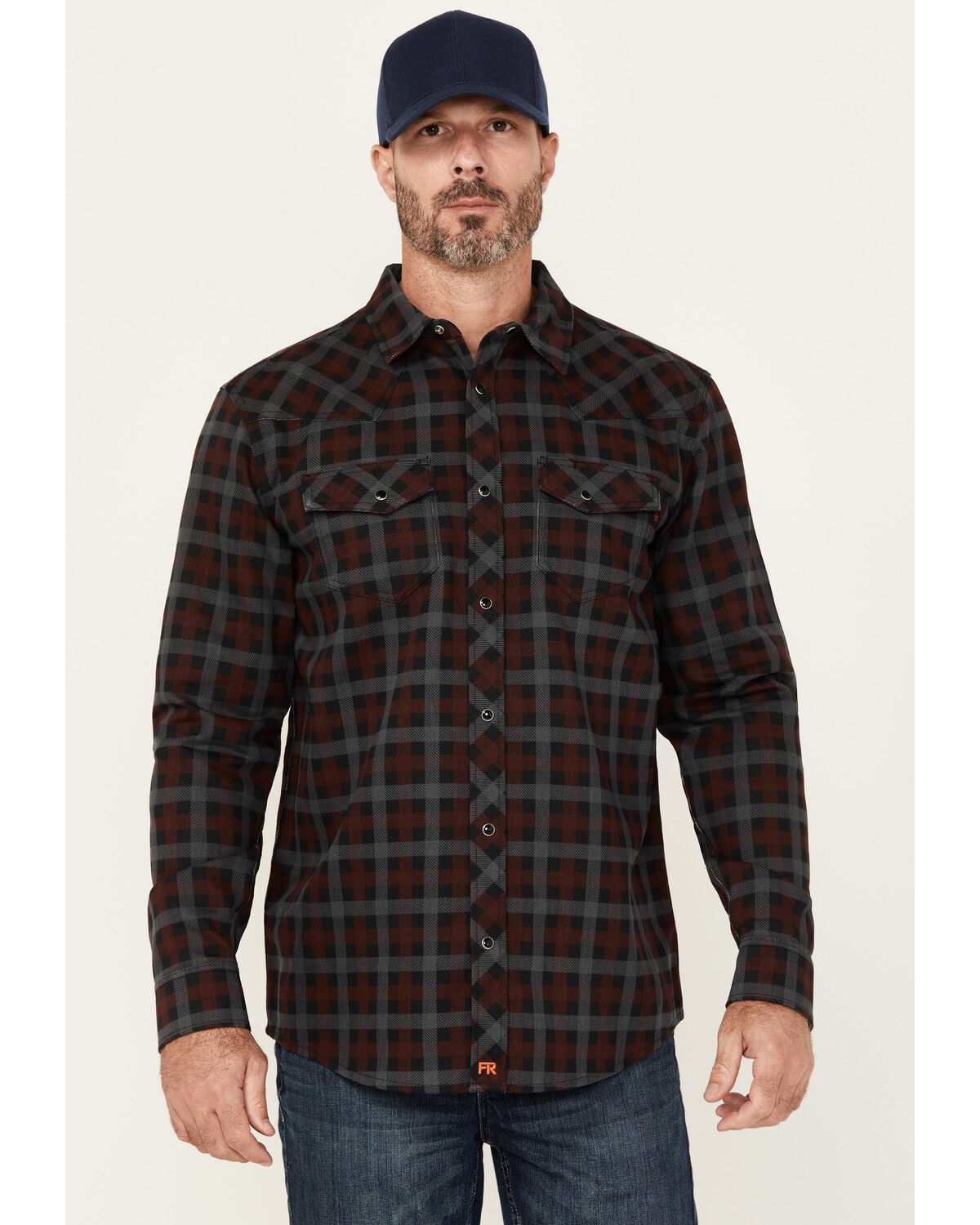 Cody James Men's FR Plaid Print Long Sleeve Snap Western Work Shirt