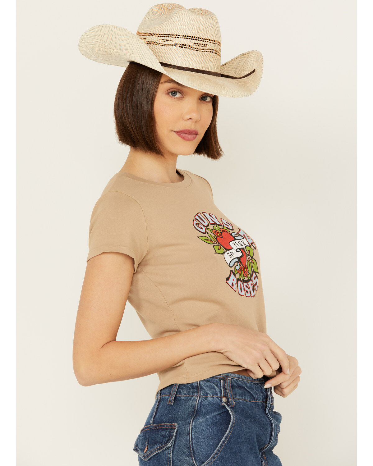 People of Leisure Women's Guns N' Roses Short Sleeve Baby Tee