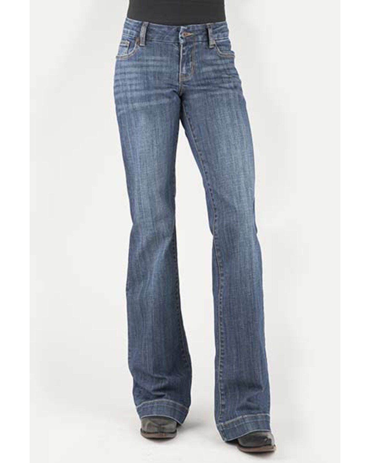 Stetson Women's 214 Medium Wash Pieced Pocket Trouser Leg Jean