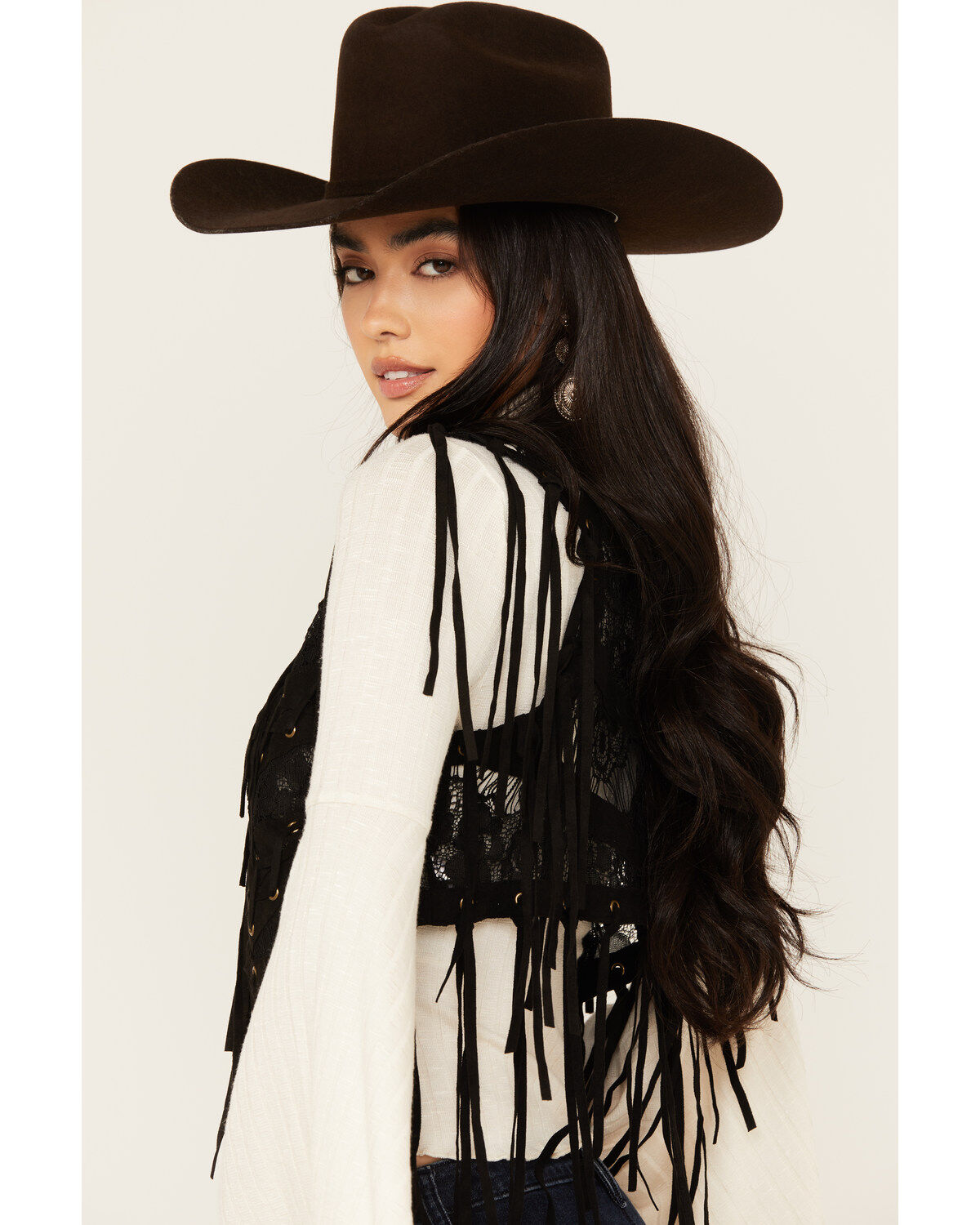 Vocal Women's Braided Lace Fringe Vest