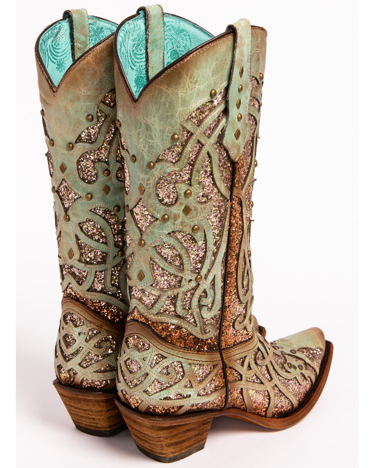 Corral Women's Mint Glitter Inlay Western Boots - Snip Toe