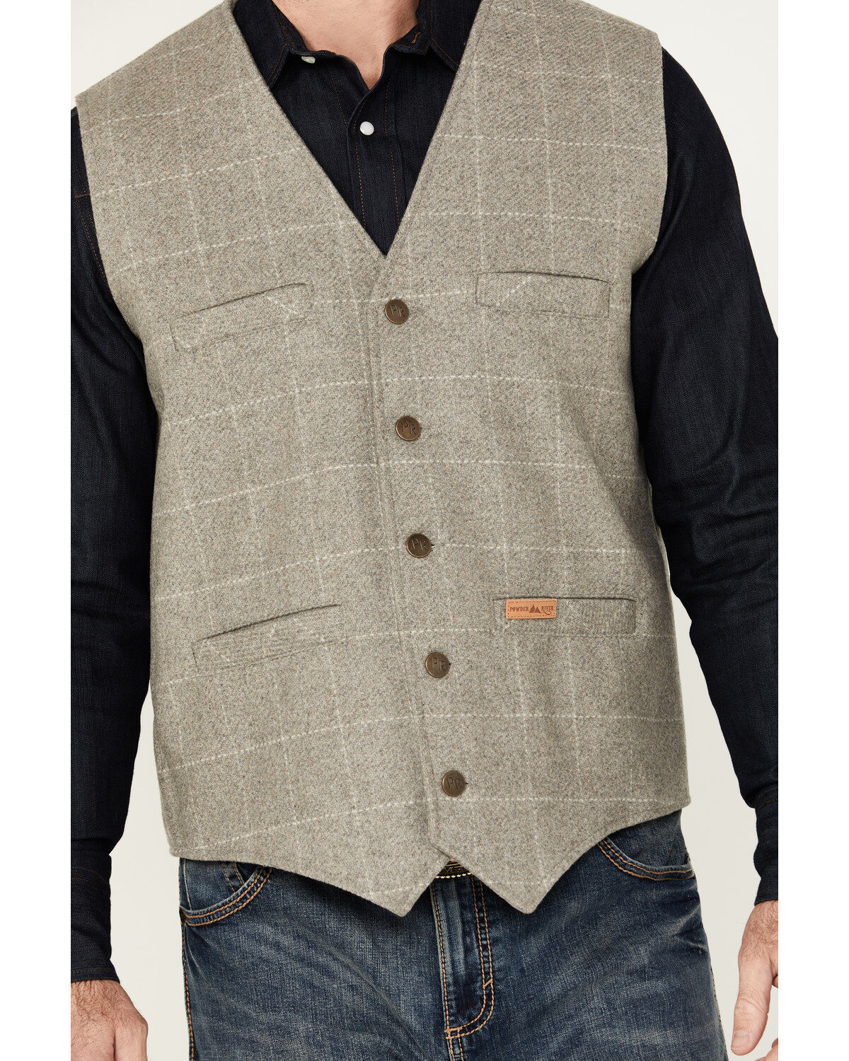 Powder River Outfitters Men's Plaid Print Wool Vest
