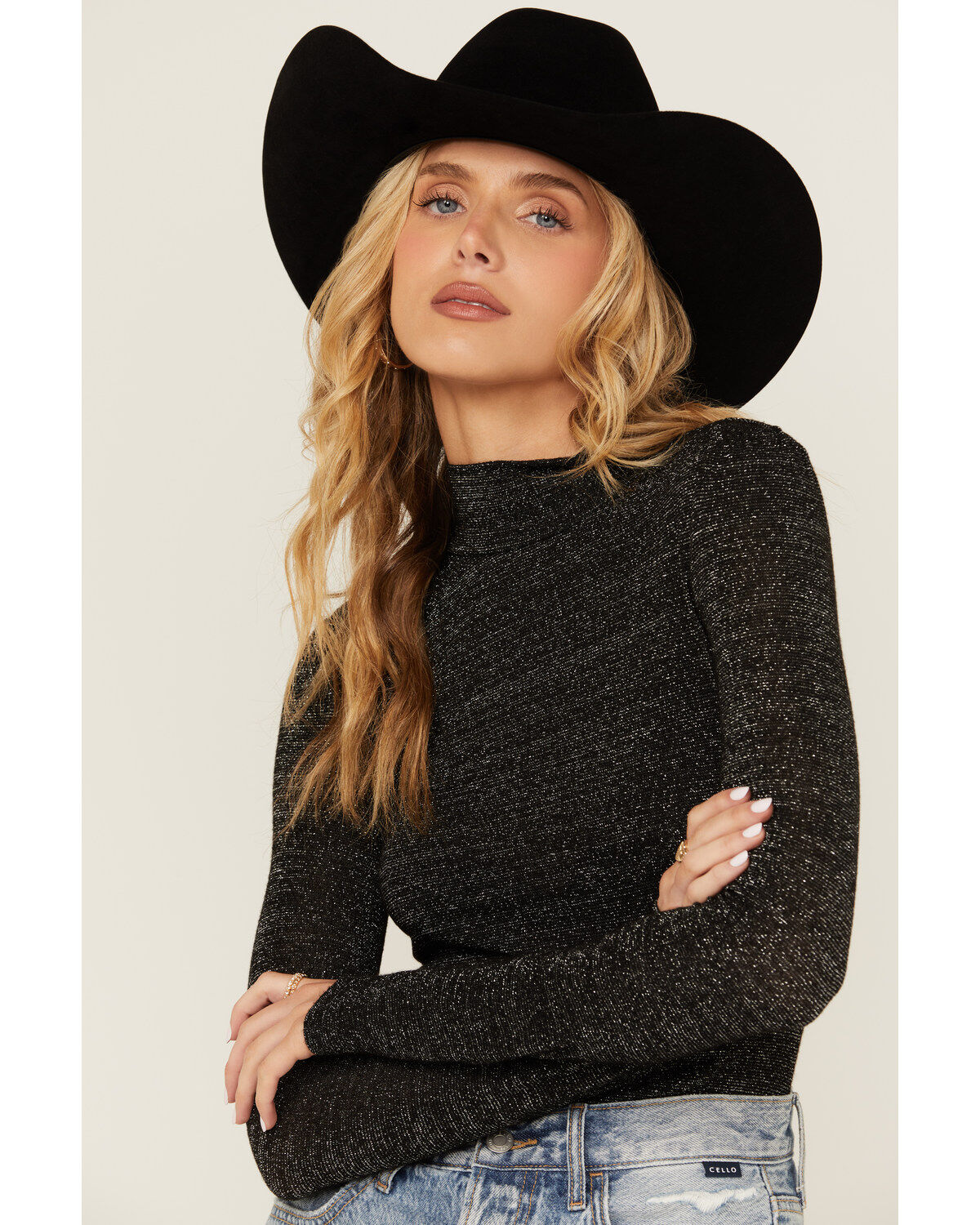 Rock & Roll Denim Women's Lurex Long Sleeve Top