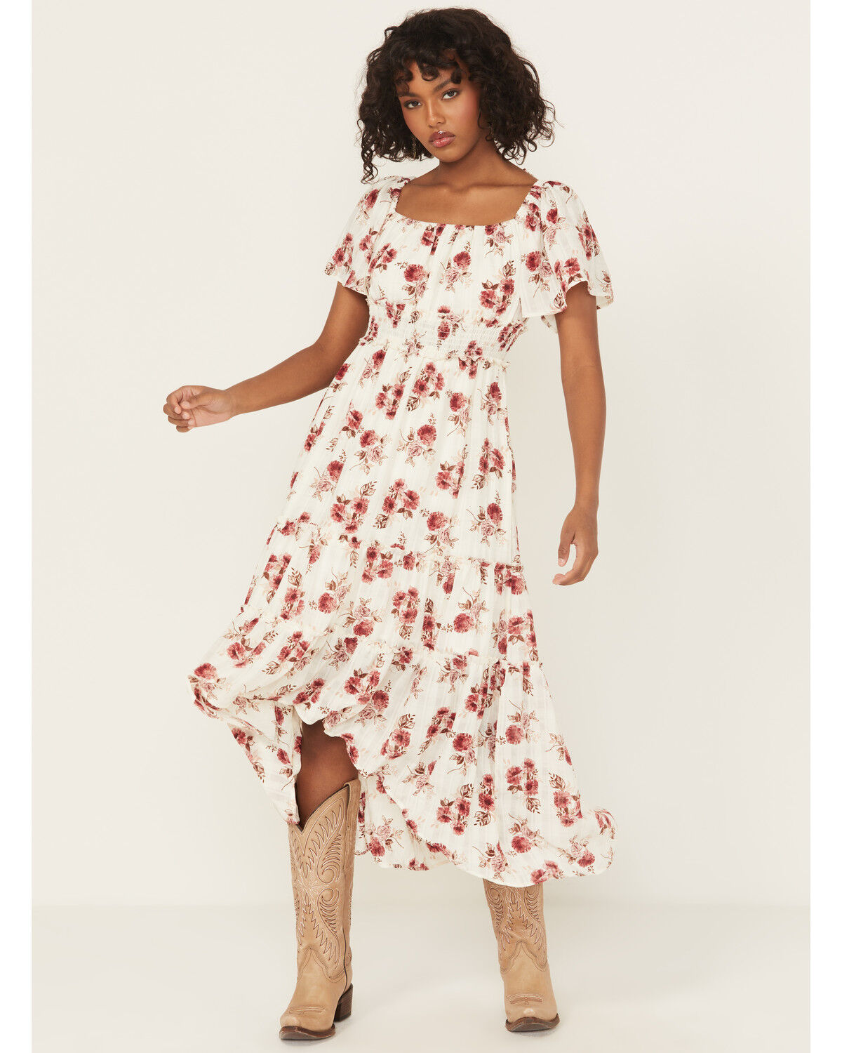 Wild Moss Women's Floral Print High-Low Dress