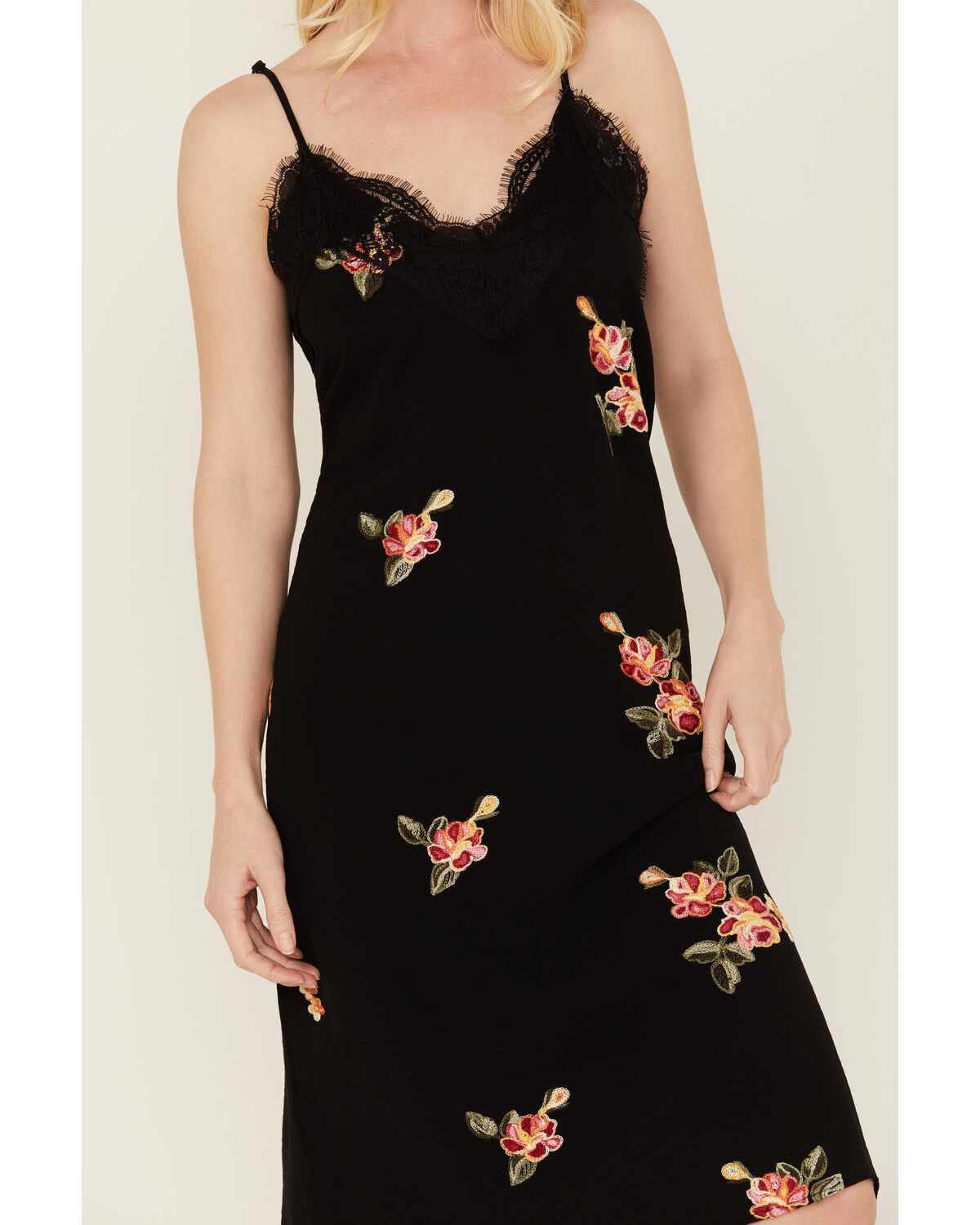 Wild Moss Women's Embroidered Slip Midi Dress