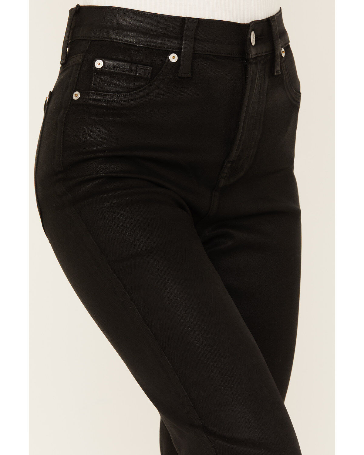 7 For All Mankind Women's High Rise Coated Denim Slim Kick Flare Jeans