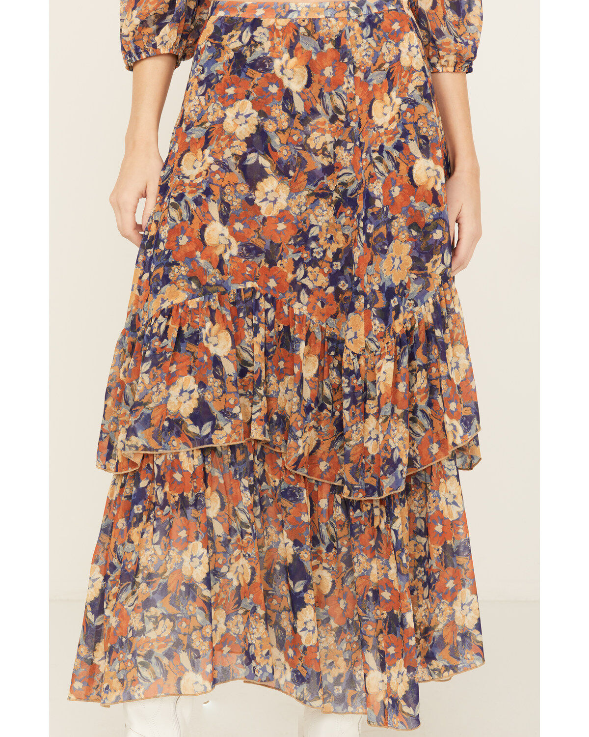 Beyond The Radar Women's Floral Print Tiered Maxi Skirt