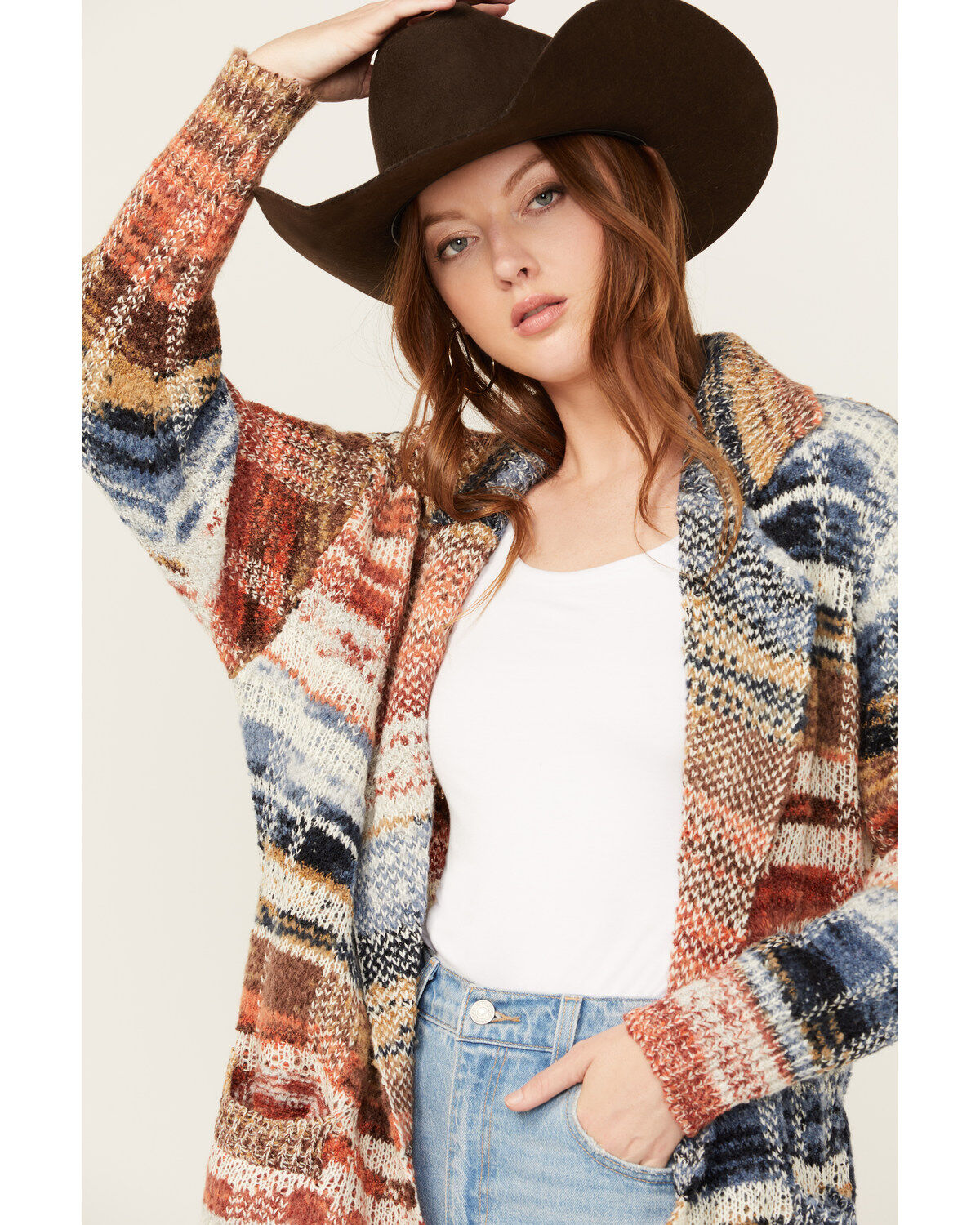 Room 34 Women's Striped Duster Cardigan