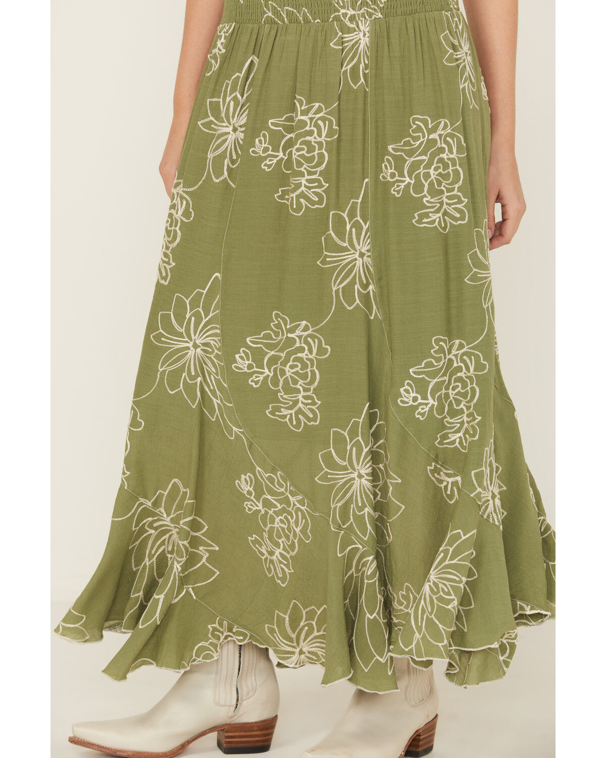 Wild Moss Women's Embroidered Midi Skirt