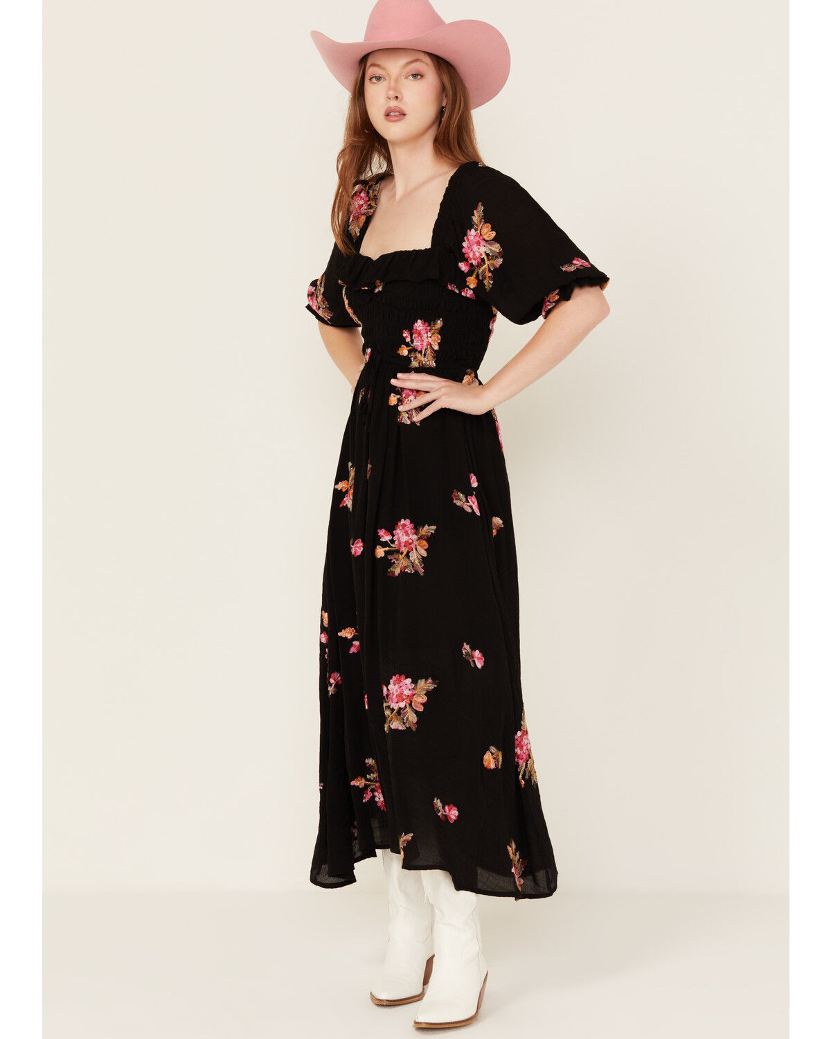Wild Moss Women's Floral Embroidered Midi Dress