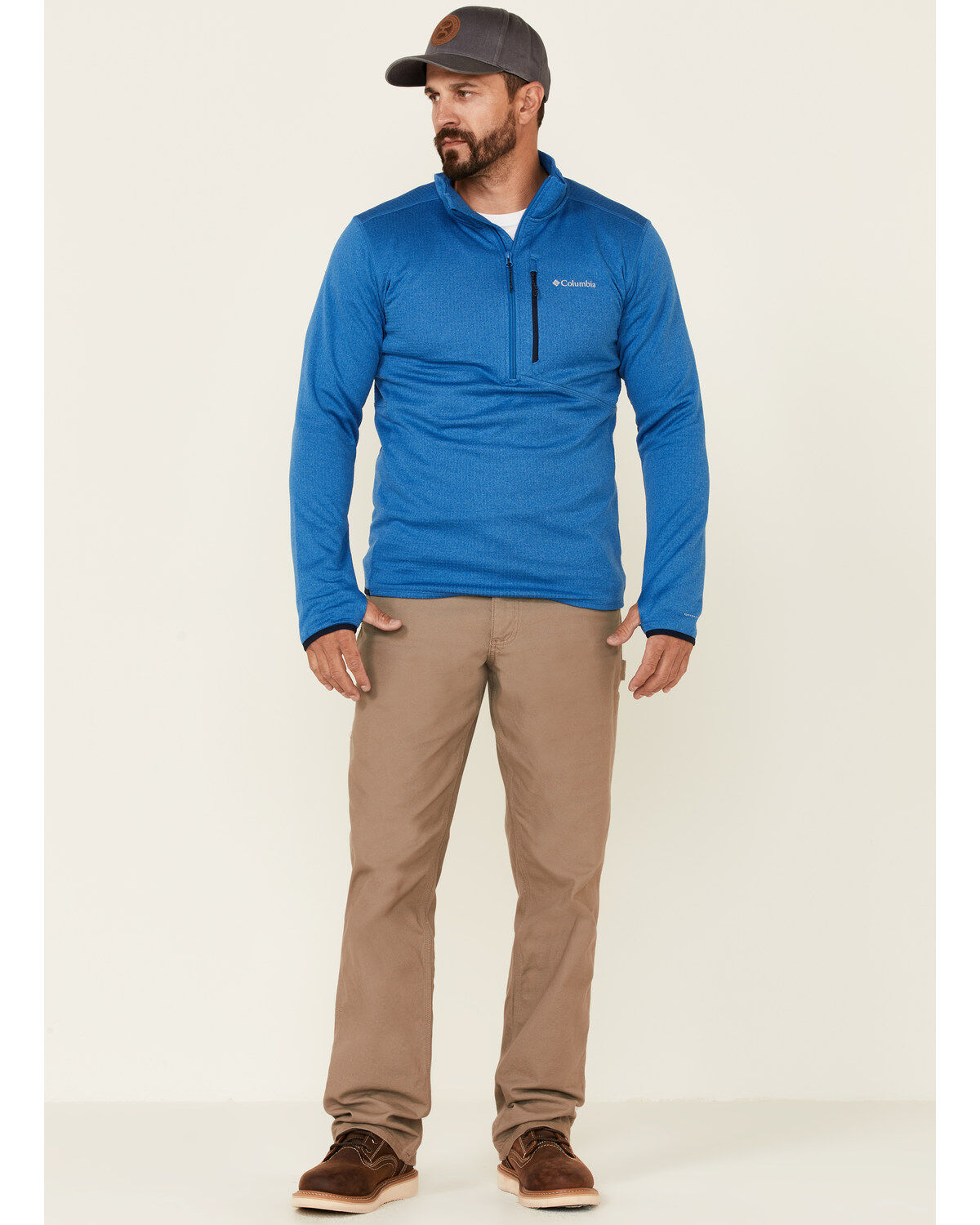 Columbia Men's Heather Indigo Park View 1/2 Zip Fleece Pullover