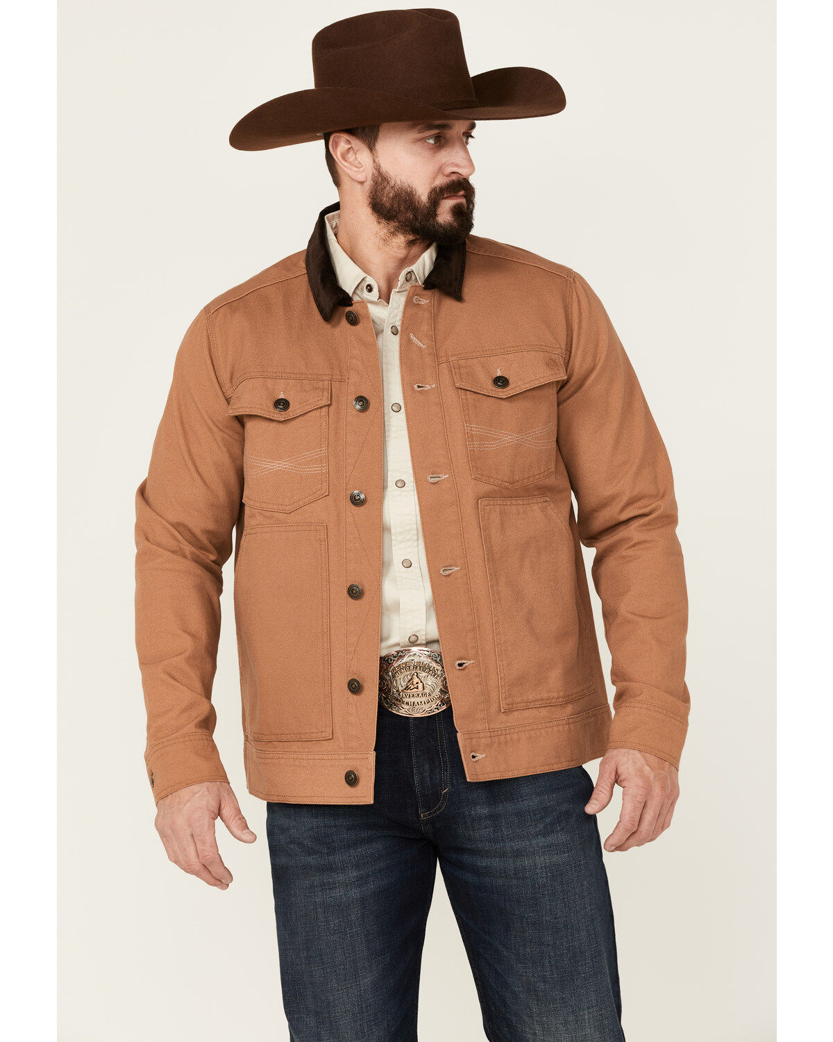 Blue Ranchwear Men's Copper Duck Canvas Button-Front Trucker Rust Jacket