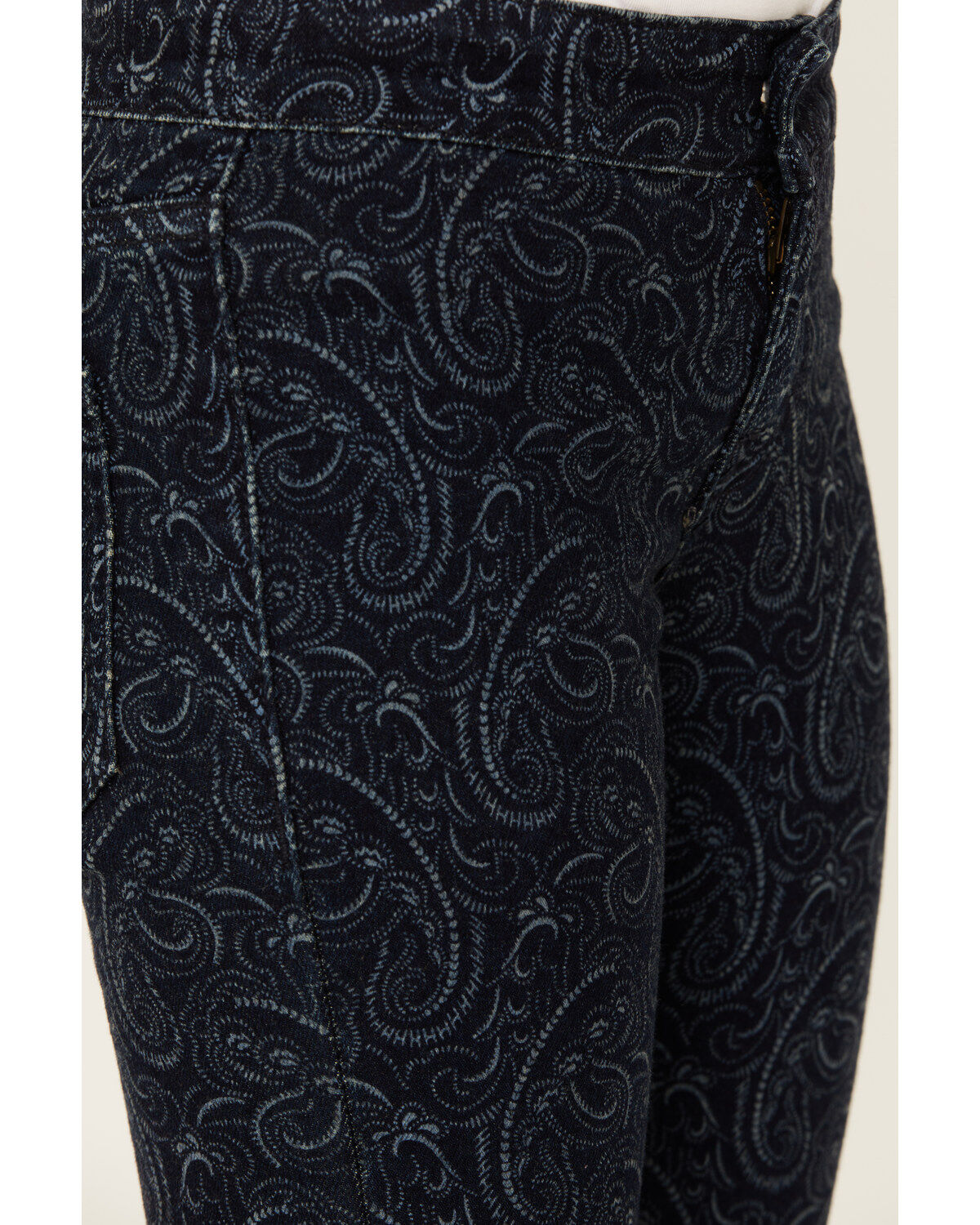 Rock & Roll Denim Girls' Dark Wash Paisley Print Button Stretch Flare Jeans