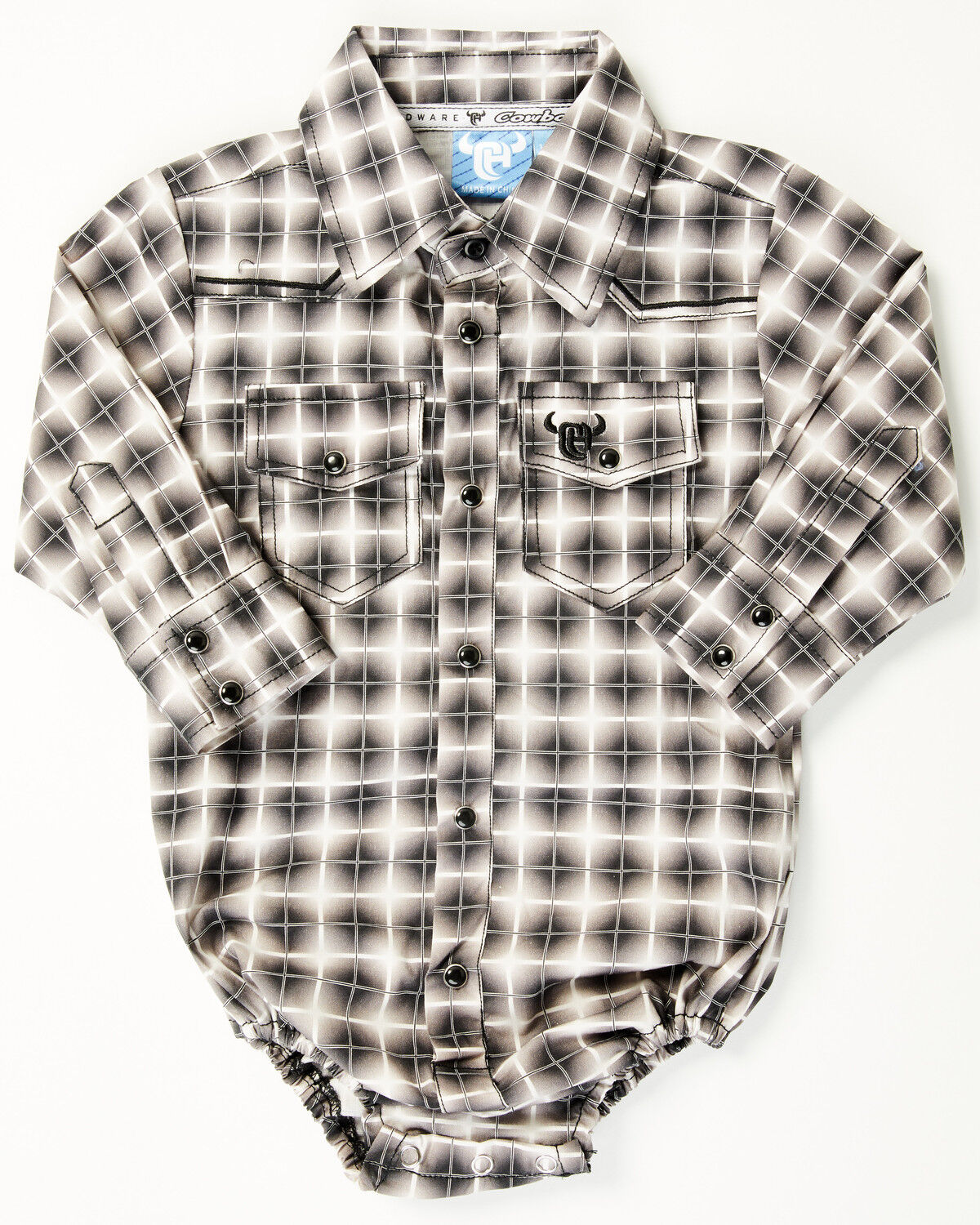Cowboy Hardware Infant Boys' Cubed Print Long Sleeve Snap Onesie