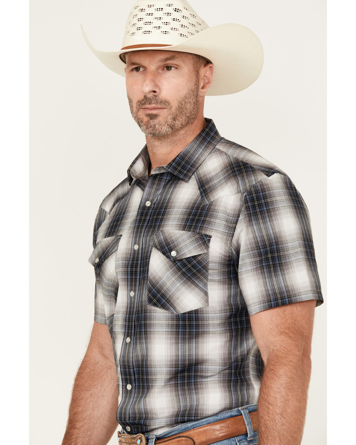 Pendleton Men's Boot Barn Exclusive Frontier Plaid Print Short Sleeve Pearl Snap Western Shirt