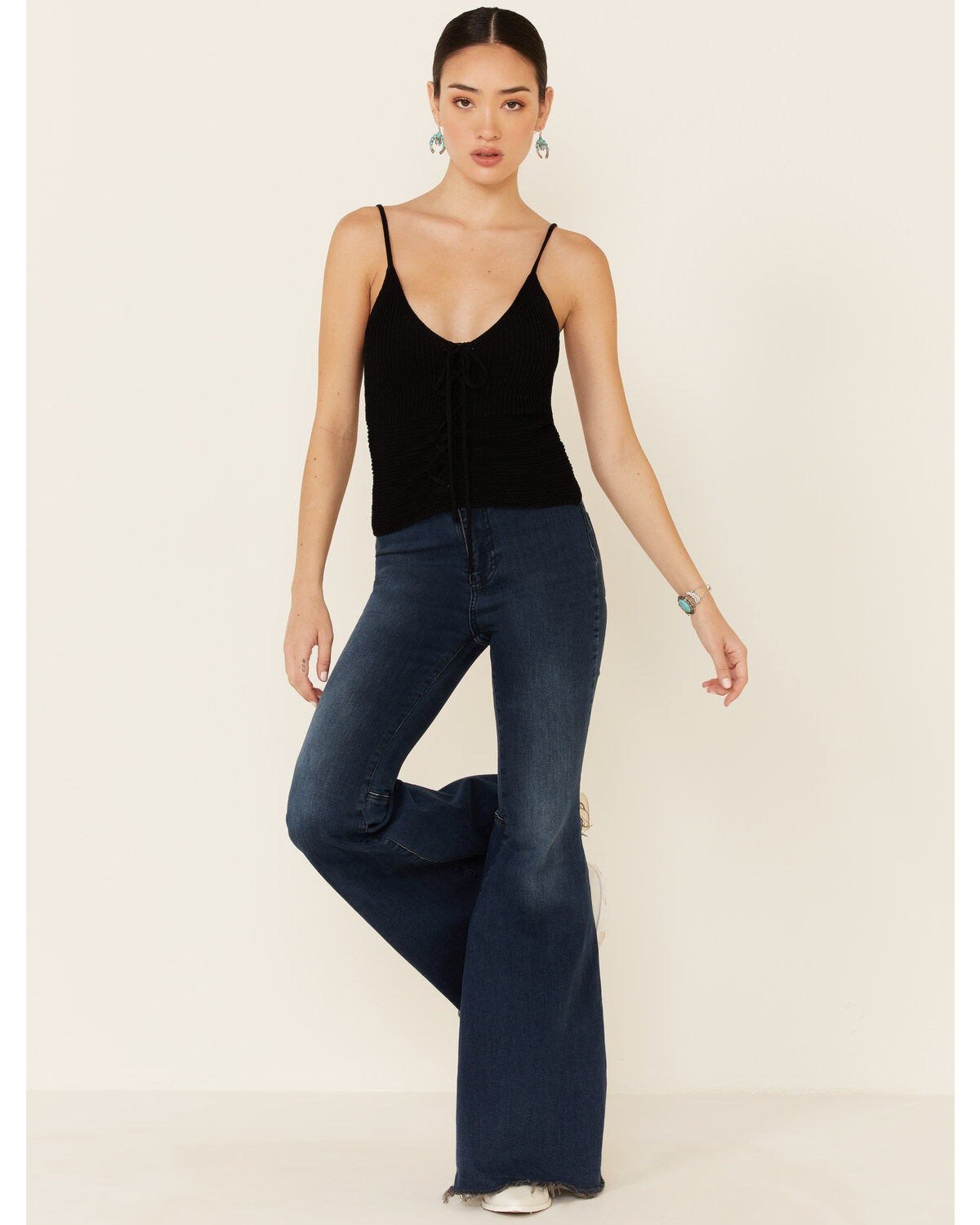 Mystree Women's Sweater-Knit Lace-Up Cami