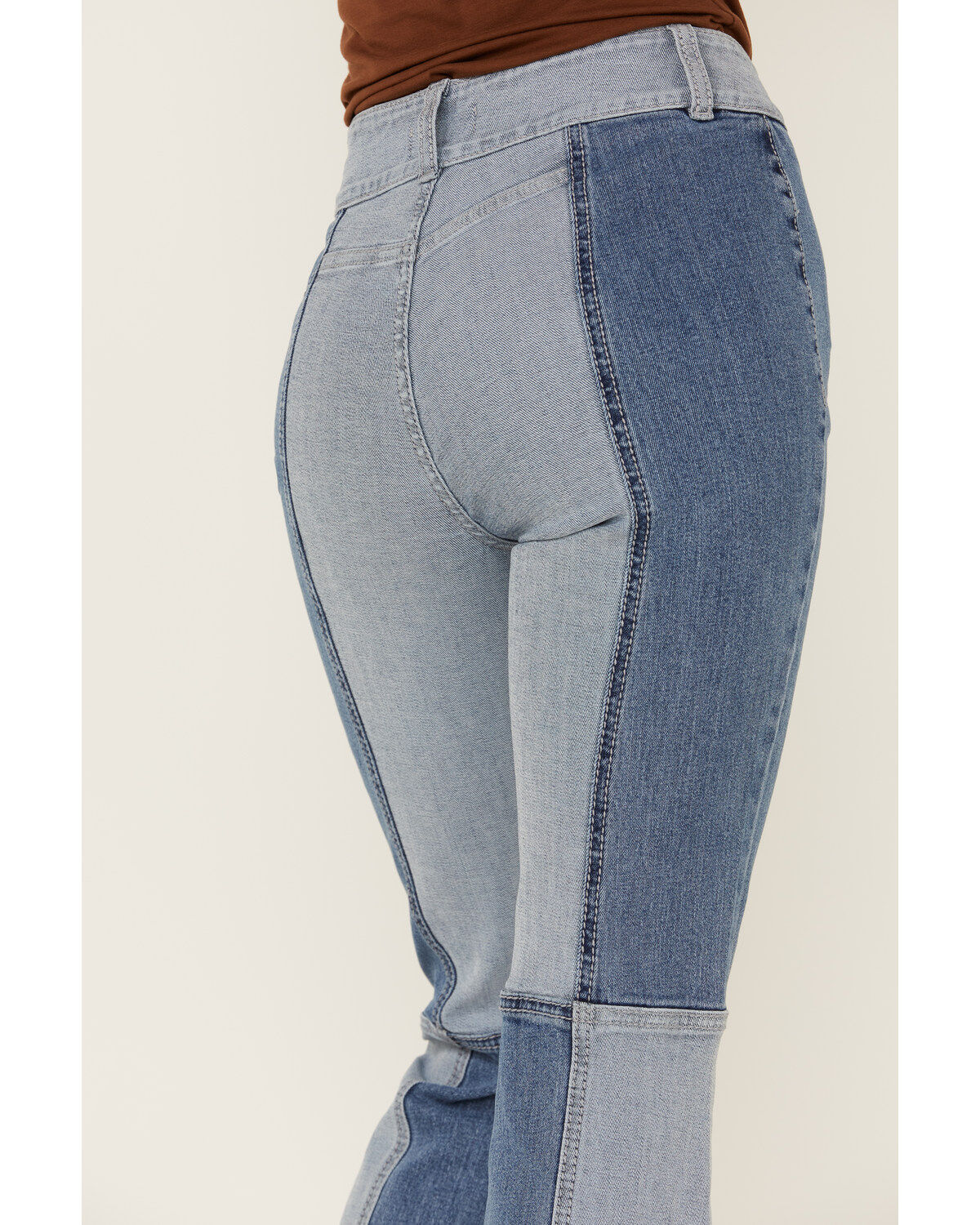 Shyanne Women's Mid Rise Color Blocked Flare Jeans