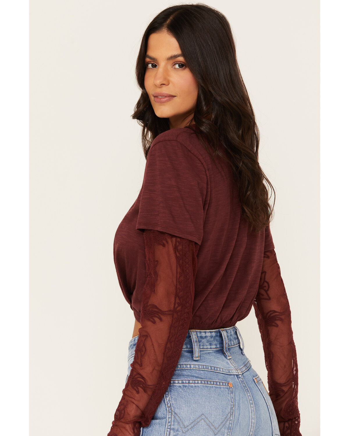 Jolt Women's Lace Trim Long Sleeve Shirt