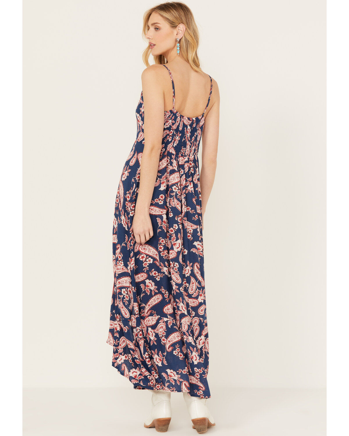 Wild Moss Women's Paisley Print High-Low Maxi Dress