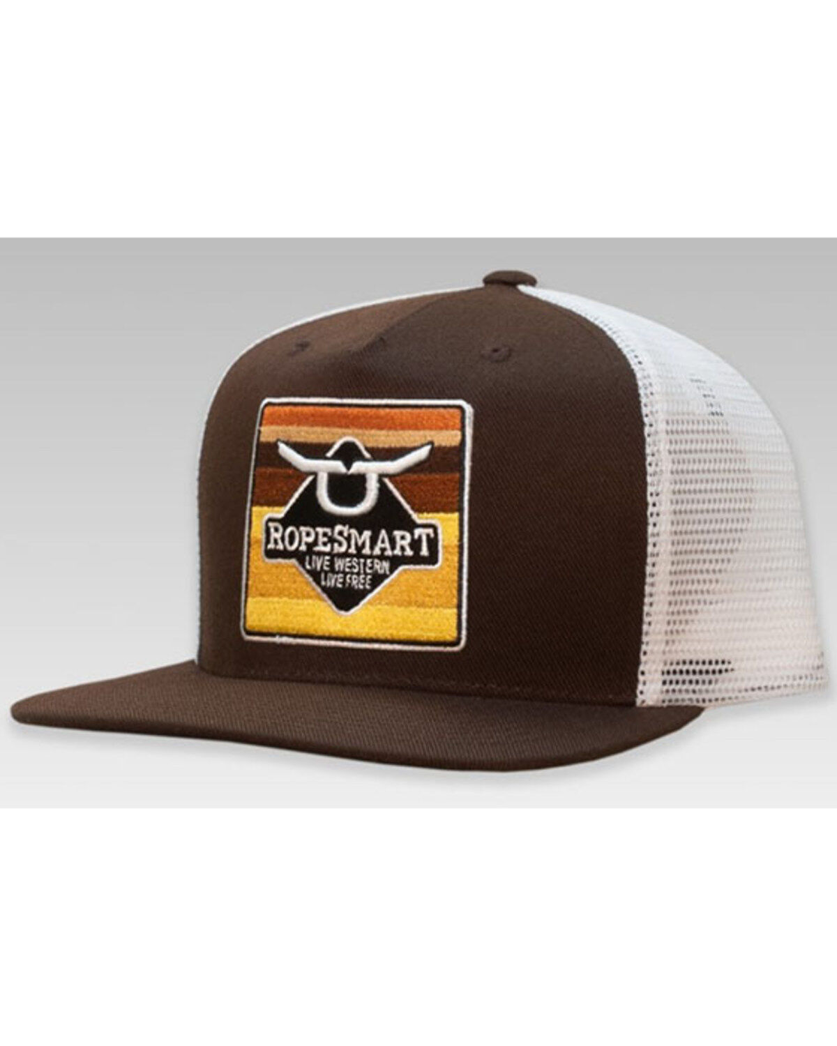 Ropesmart Men's Brown Solo Serape Steerhead Embroidered Patch Mesh-Back Ball Cap