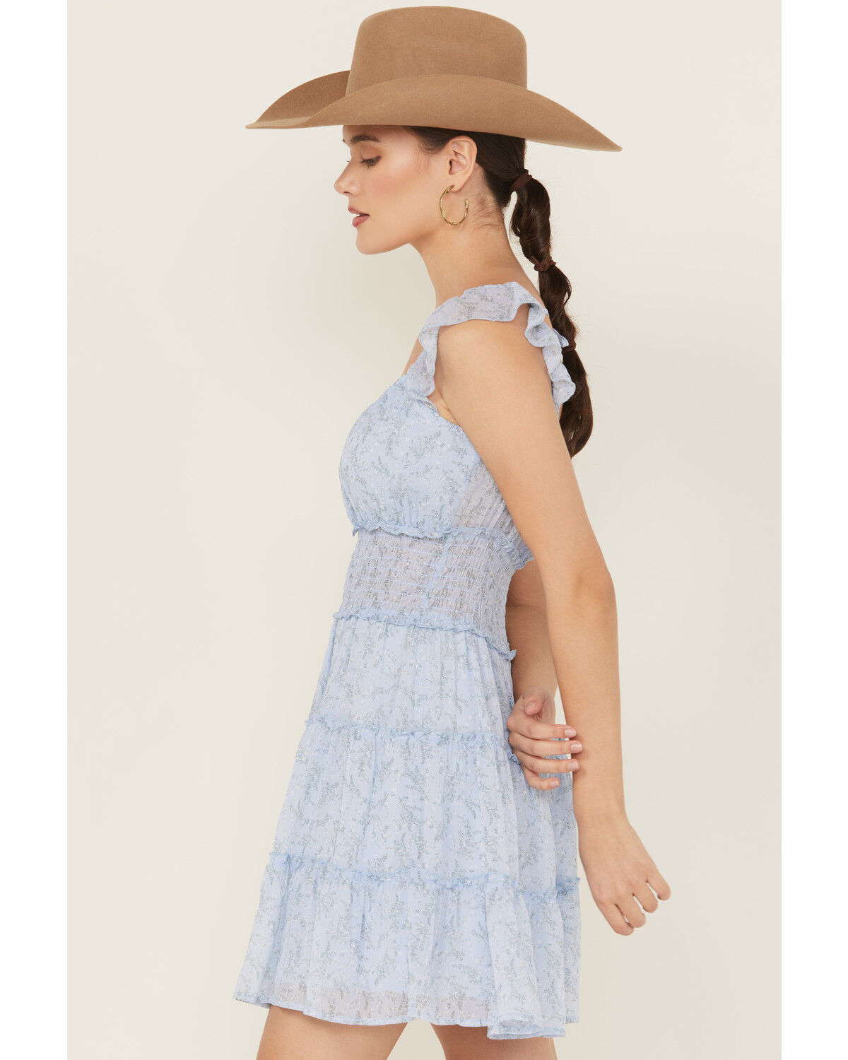 Ash & Violet Women's Floral Print Smocked Waist Mini Dress