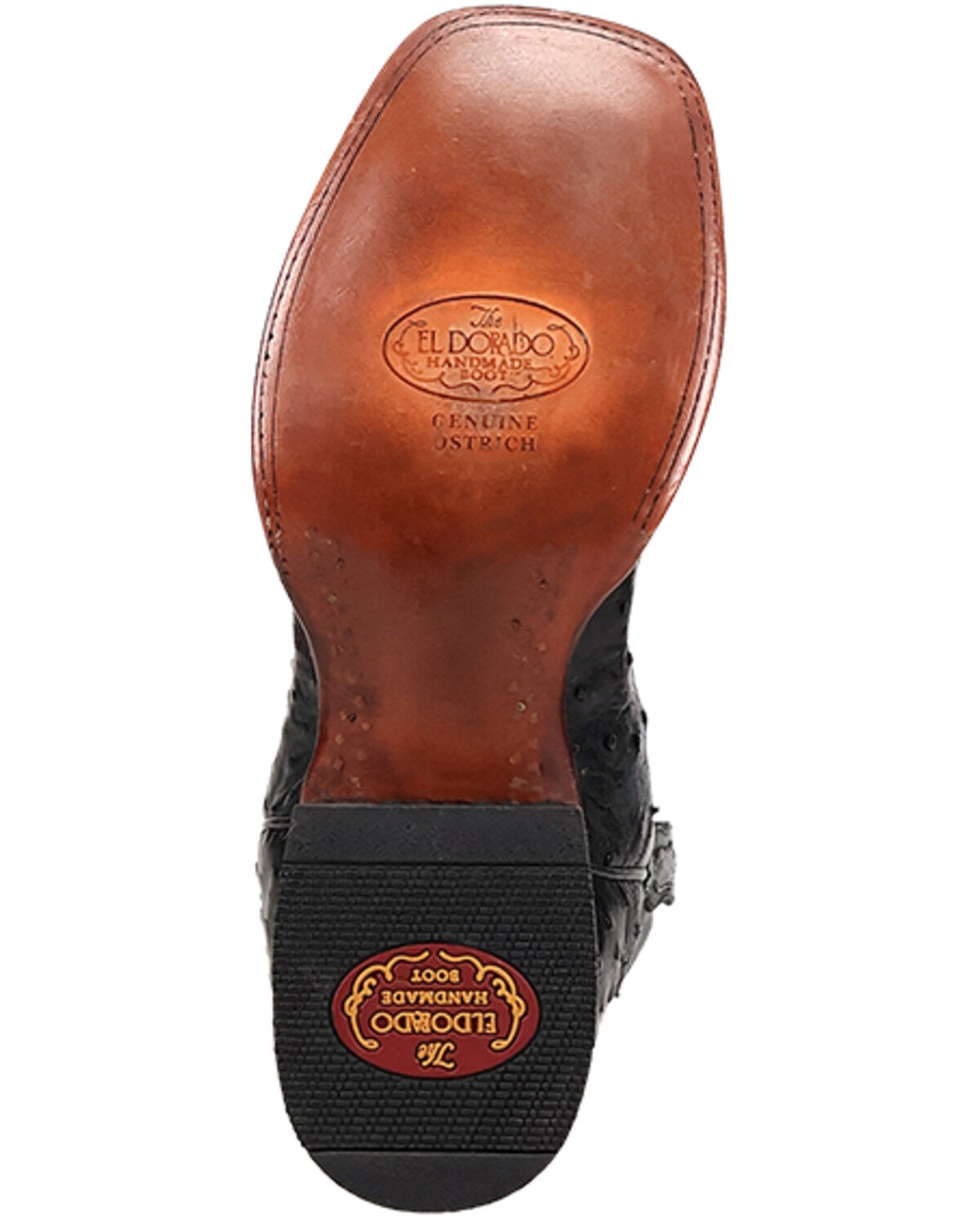 El Dorado Men's Handmade Full Quill Ostrich Stockman Boots - Broad Square Toe