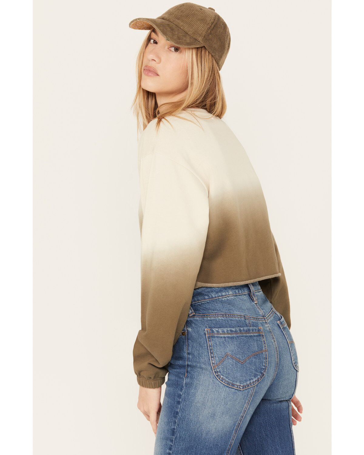 Cleo + Wolf Women's Ombre Cropped Dolman Sweatshirt