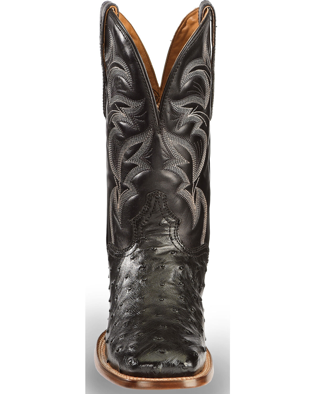 El Dorado Men's Handmade Full Quill Ostrich Stockman Boots - Broad Square Toe