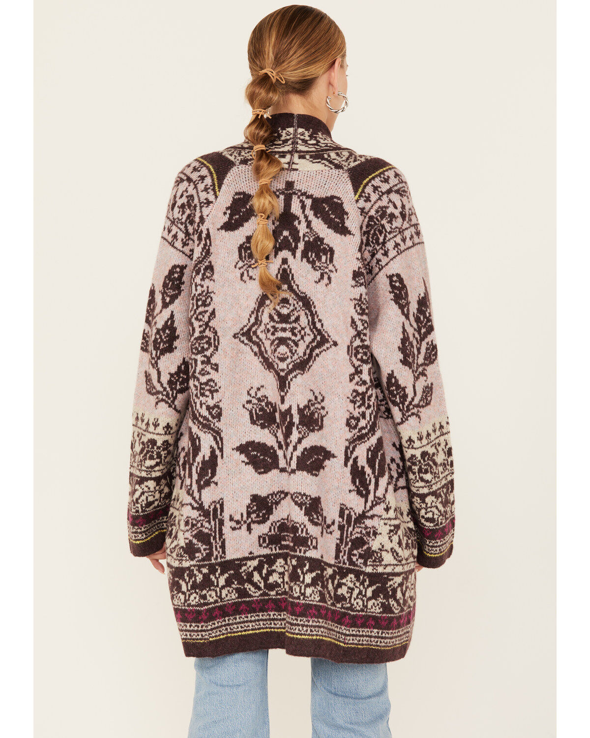 Room 34 Women's Floral Print Jacquard Cardigan