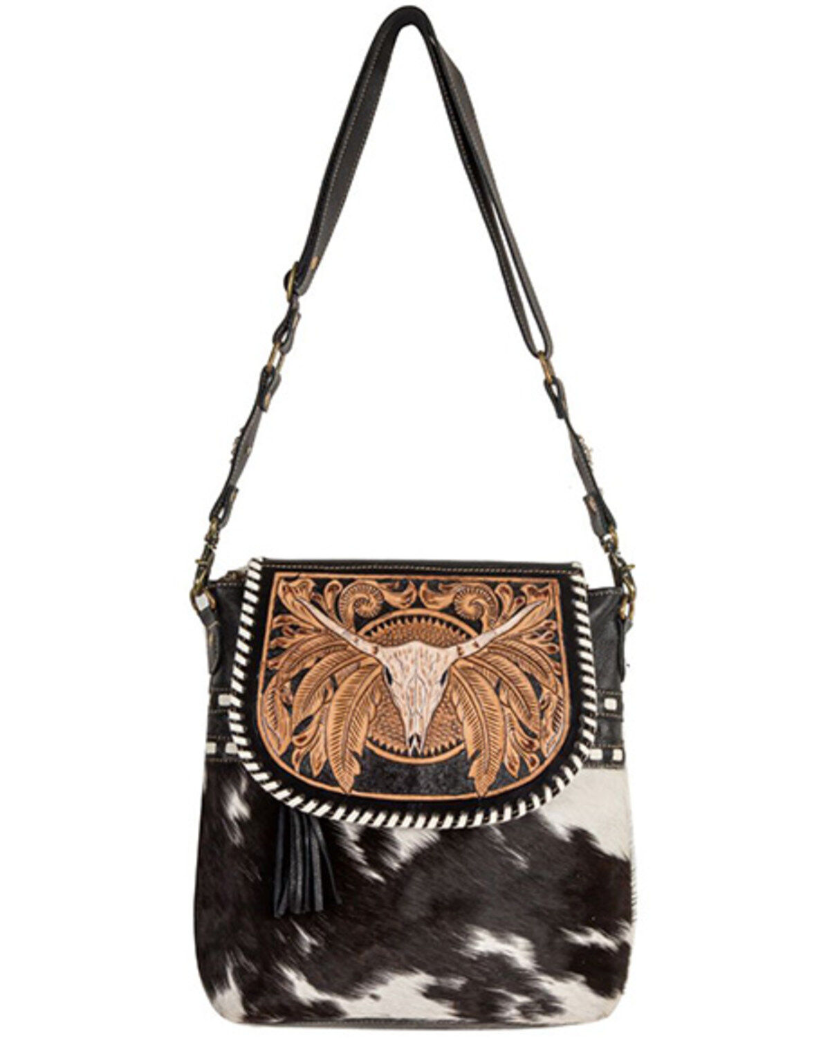 Myra Bag Women's Spirit of the Herd Hand Tooled Crossbody Bag