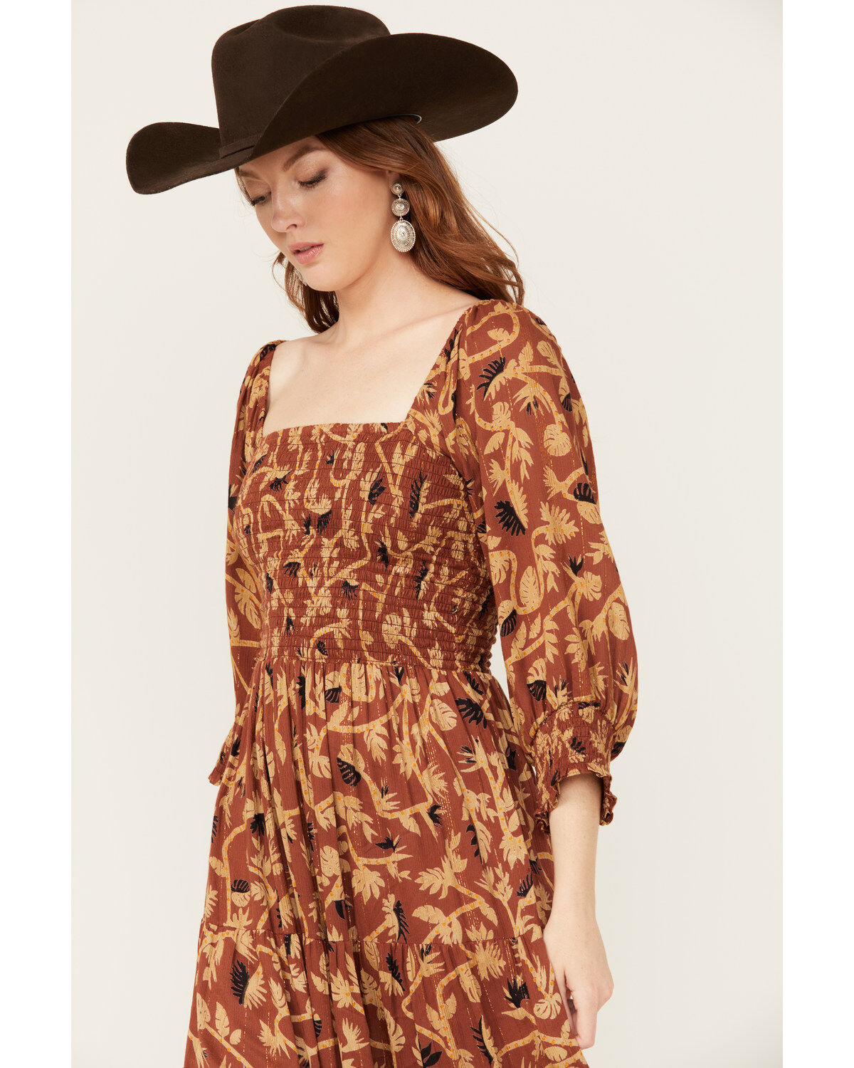 Angie Women's Border Print Long Sleeve Maxi Dress