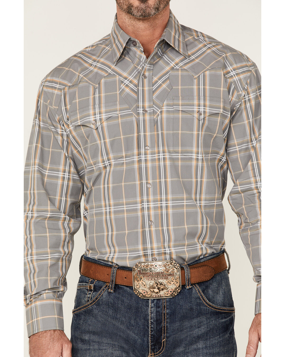 Stetson Men's Smoke Plaid Long Sleeve Snap Western Shirt