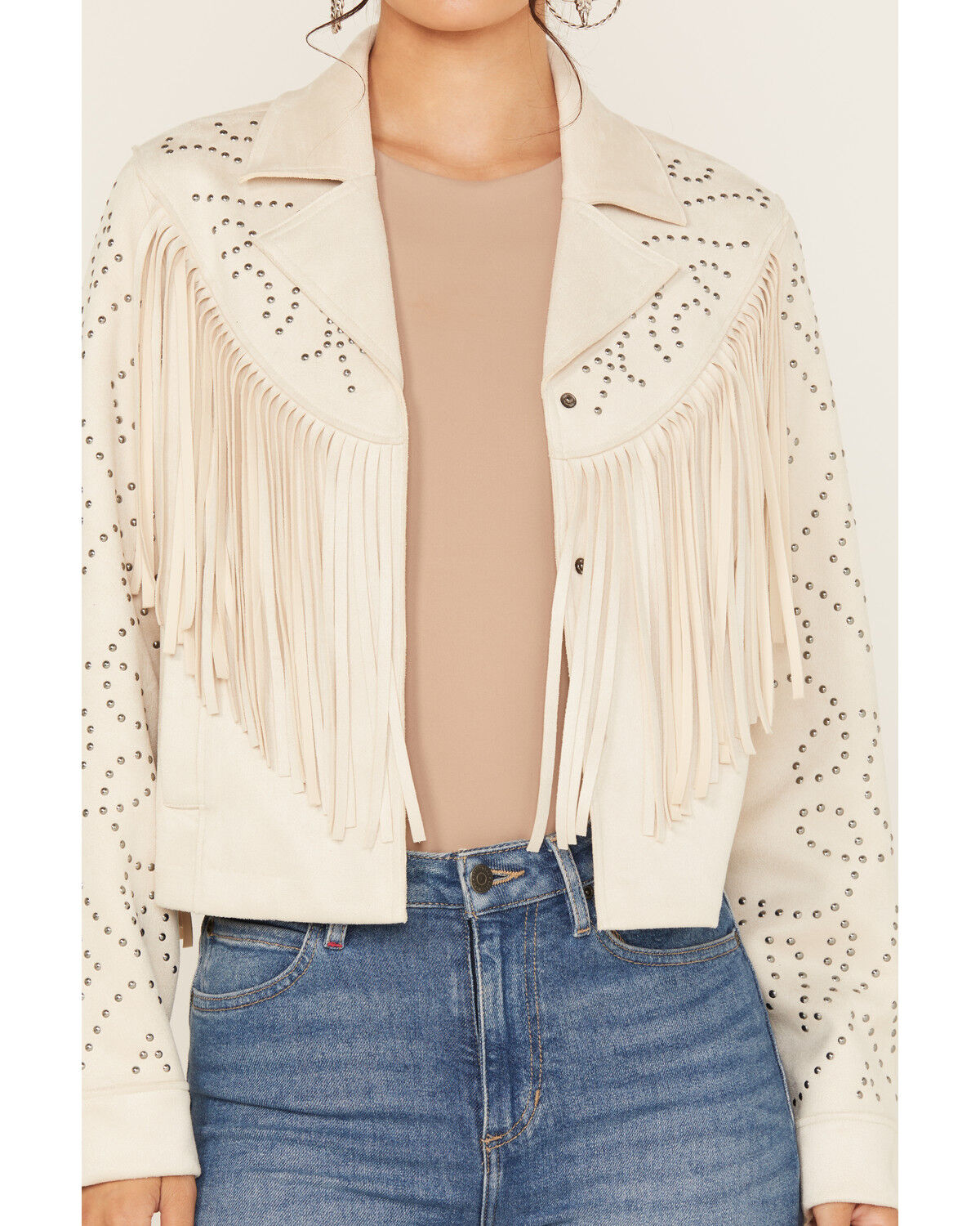Idyllwind Women's Blair Fringe and Studded Faux Suede Snap Jacket
