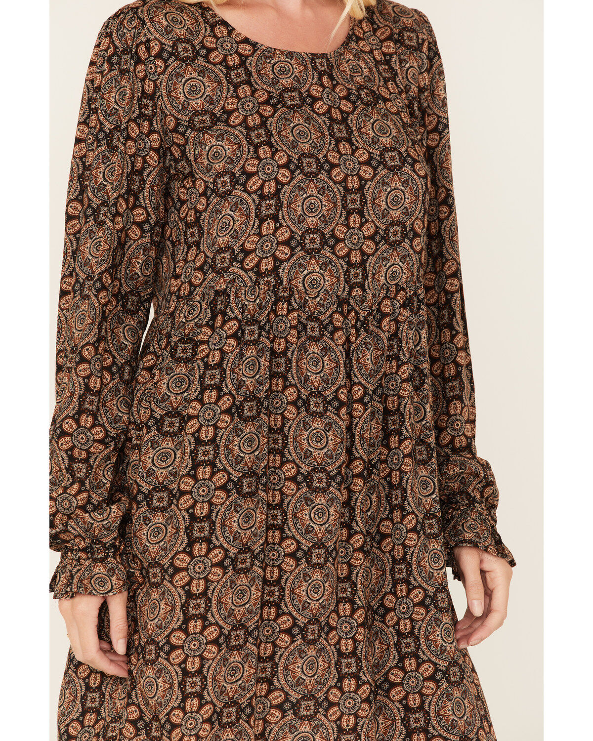Stetson Women's Praire Paisley Print Long Sleeve Mini Dress