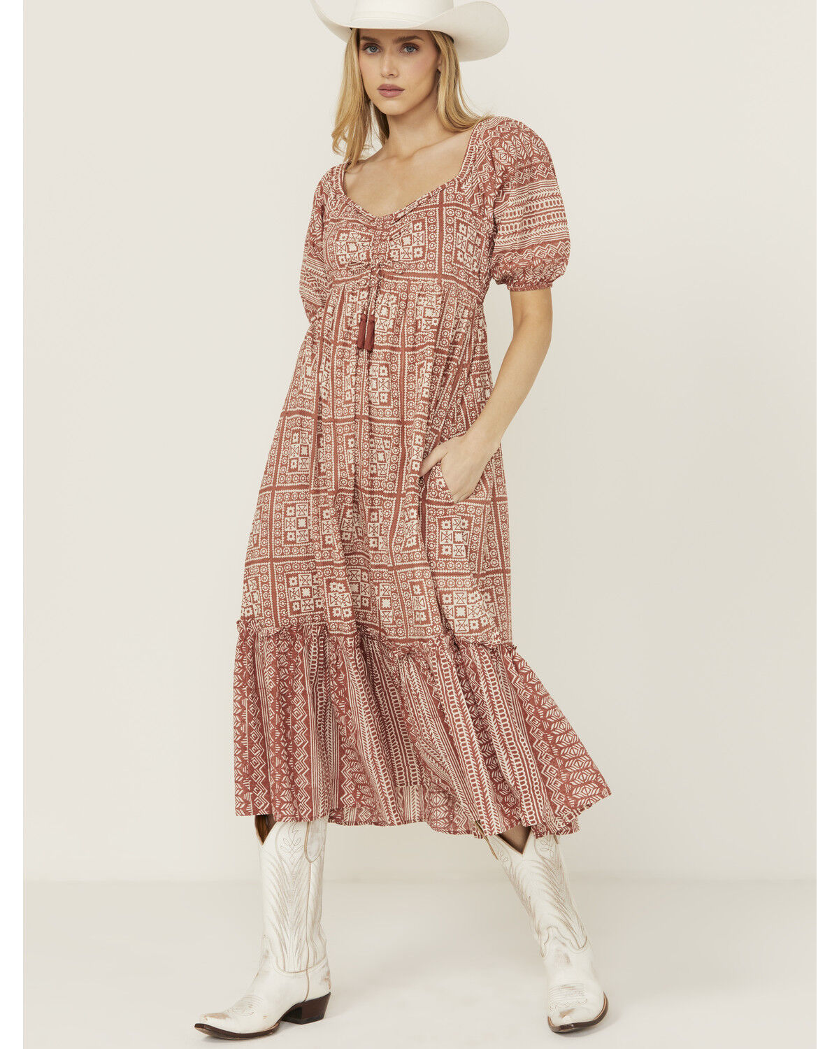 Cleobella Women's Joely Southwestern Print Short Sleeve Midi Dress