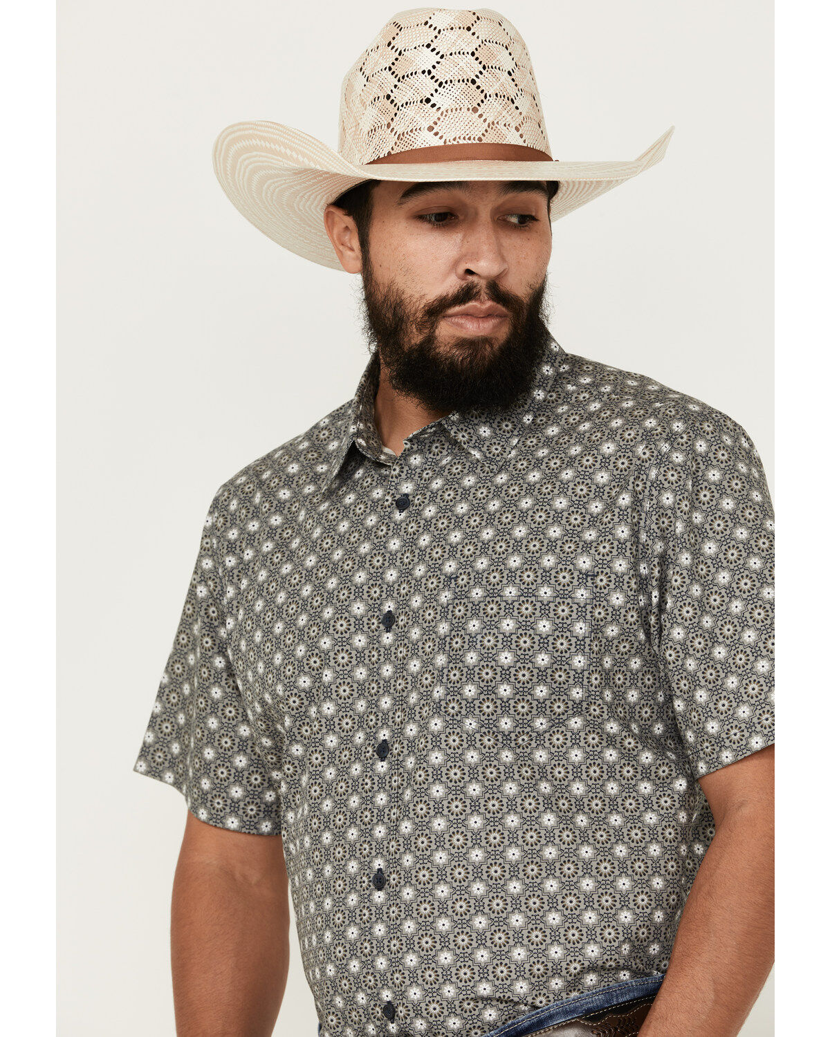 Gibson Trading Co Men's Good Time Geo Print Button-Down Short Sleeve Western Shirt
