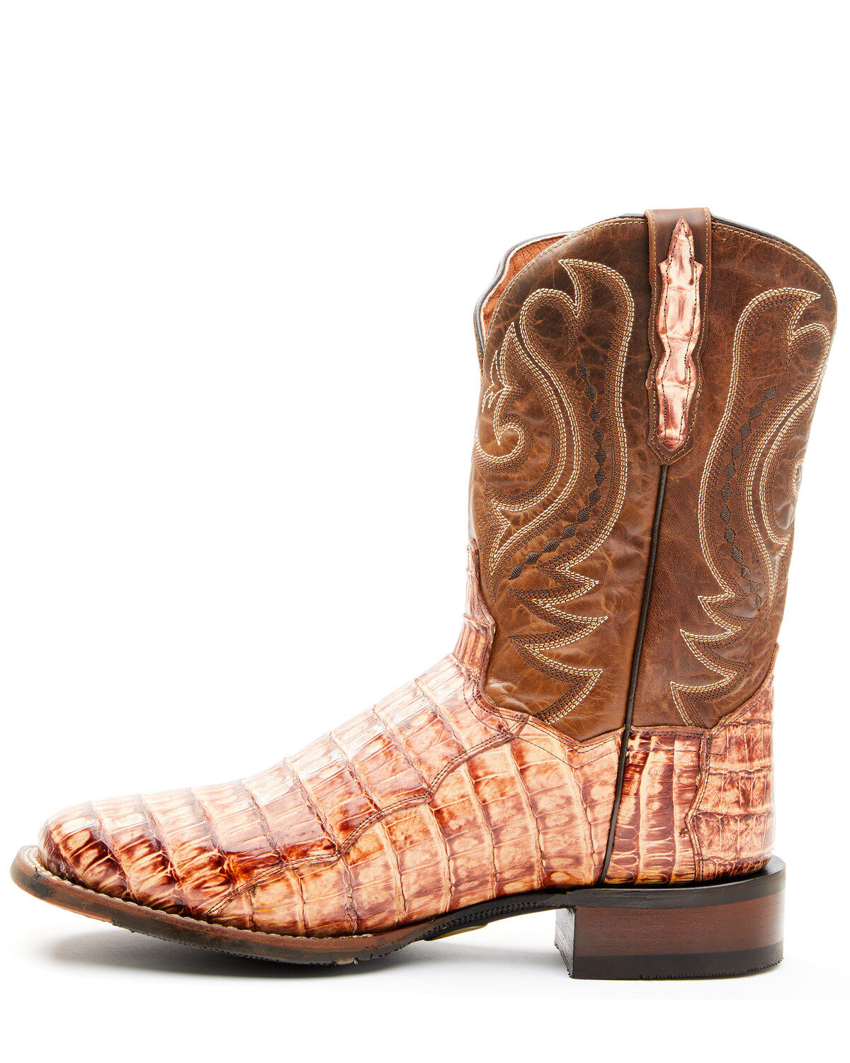 Dan Post Men's Tan Caiman Belly Western Boots - Broad Square Toe