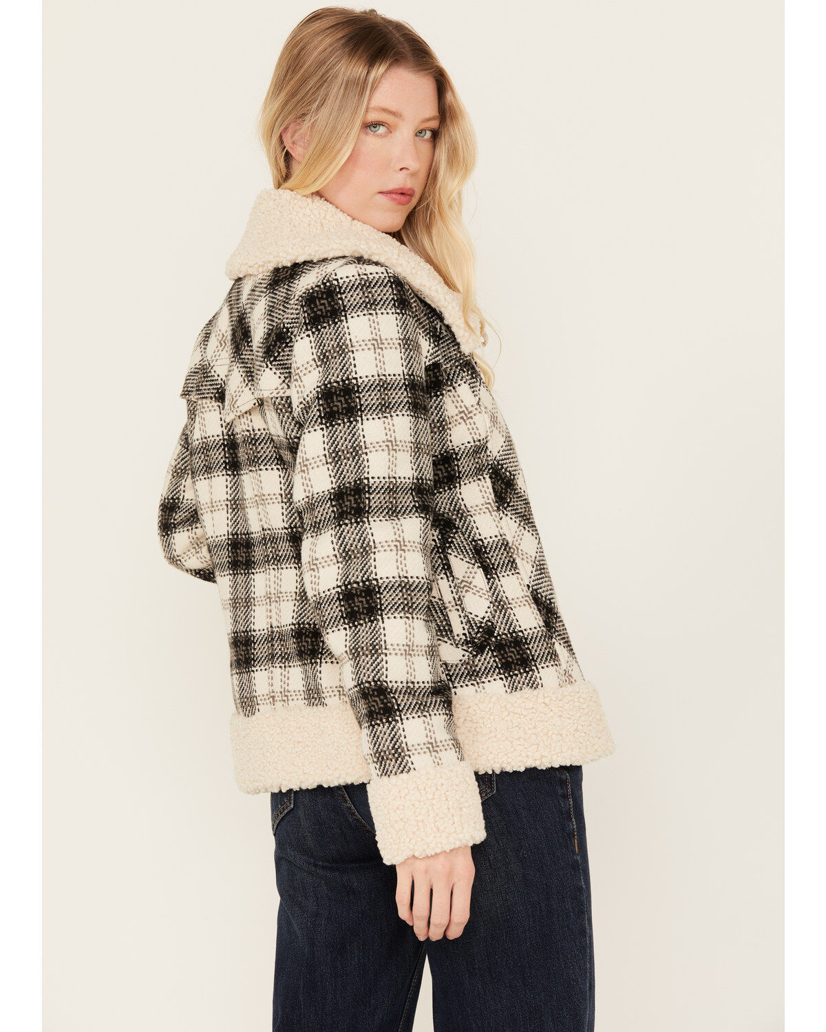 Powder River Outfitters Women's Plaid Print Berber Wool Jacket