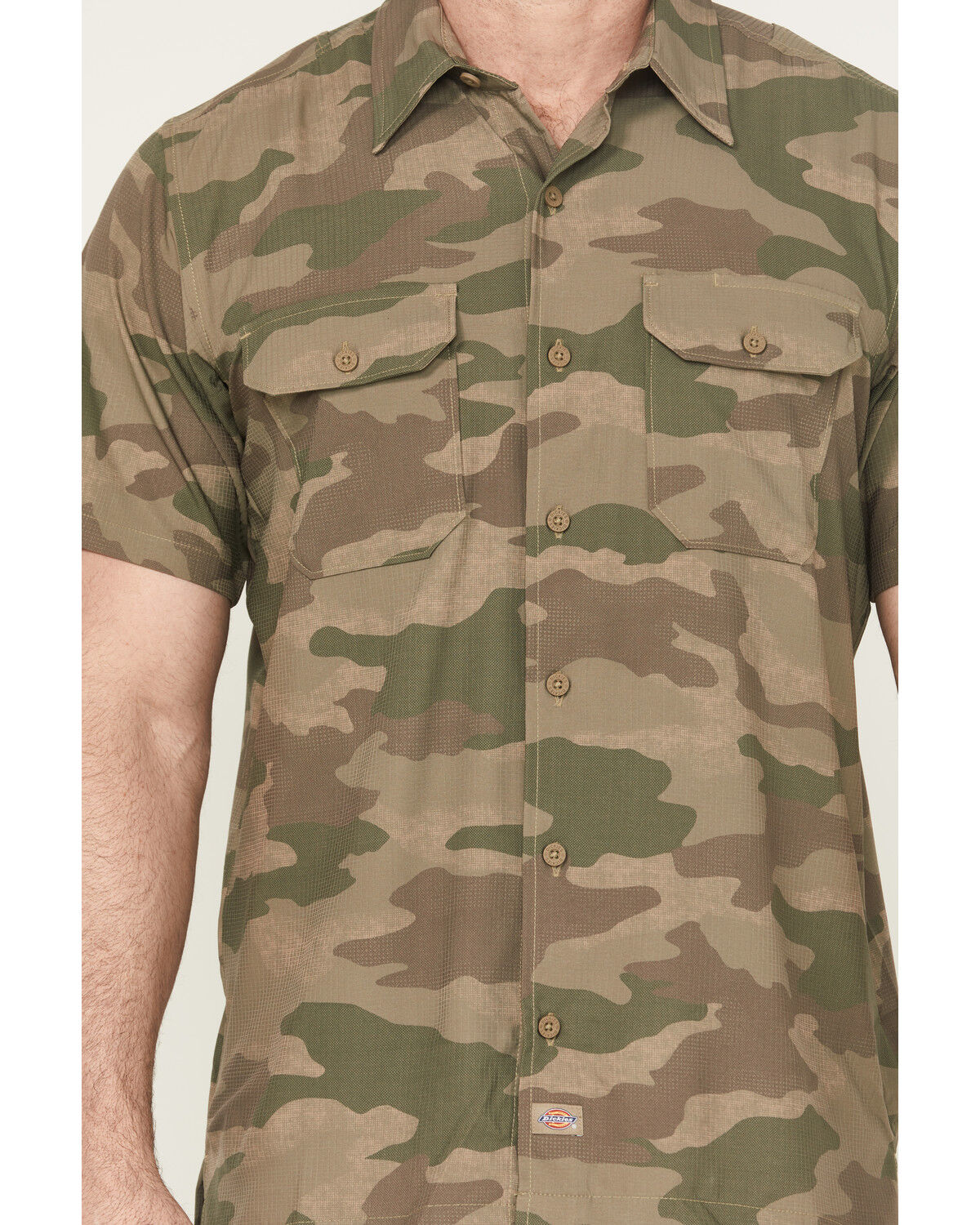 Dickies Men's Camo Print Short Sleeve Button-Down Performance Work Shirt