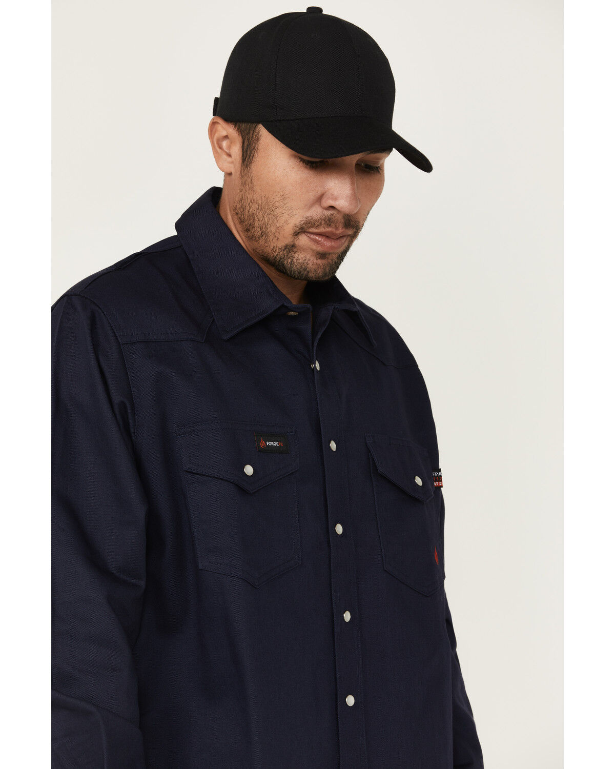 Forge Workwear Men's FR Solid Long Sleeve Snap Work Shirt