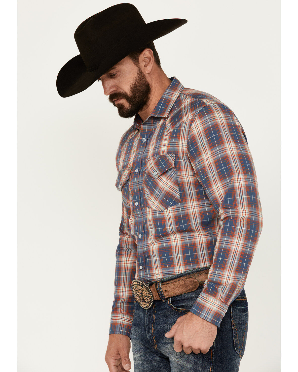 Pendleton Men's Frontier Plaid Print Long Sleeve Pearl Snap Western Shirt