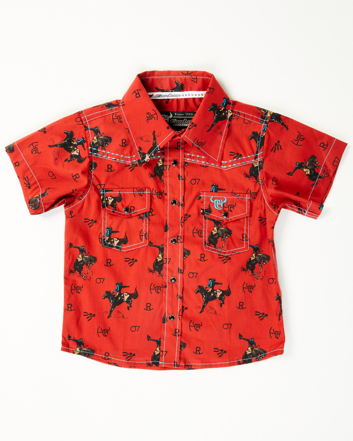 Cowboy Hardware Toddler Boys' Vintage Bronc Conversation Print Short Sleeve Snap Western Shirt