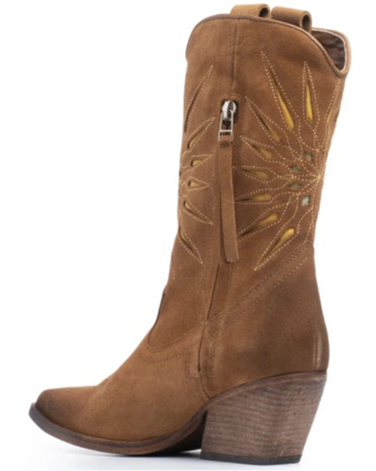 Golo Women's Contrasting Inlaid Sun Western Boots - Round Toe