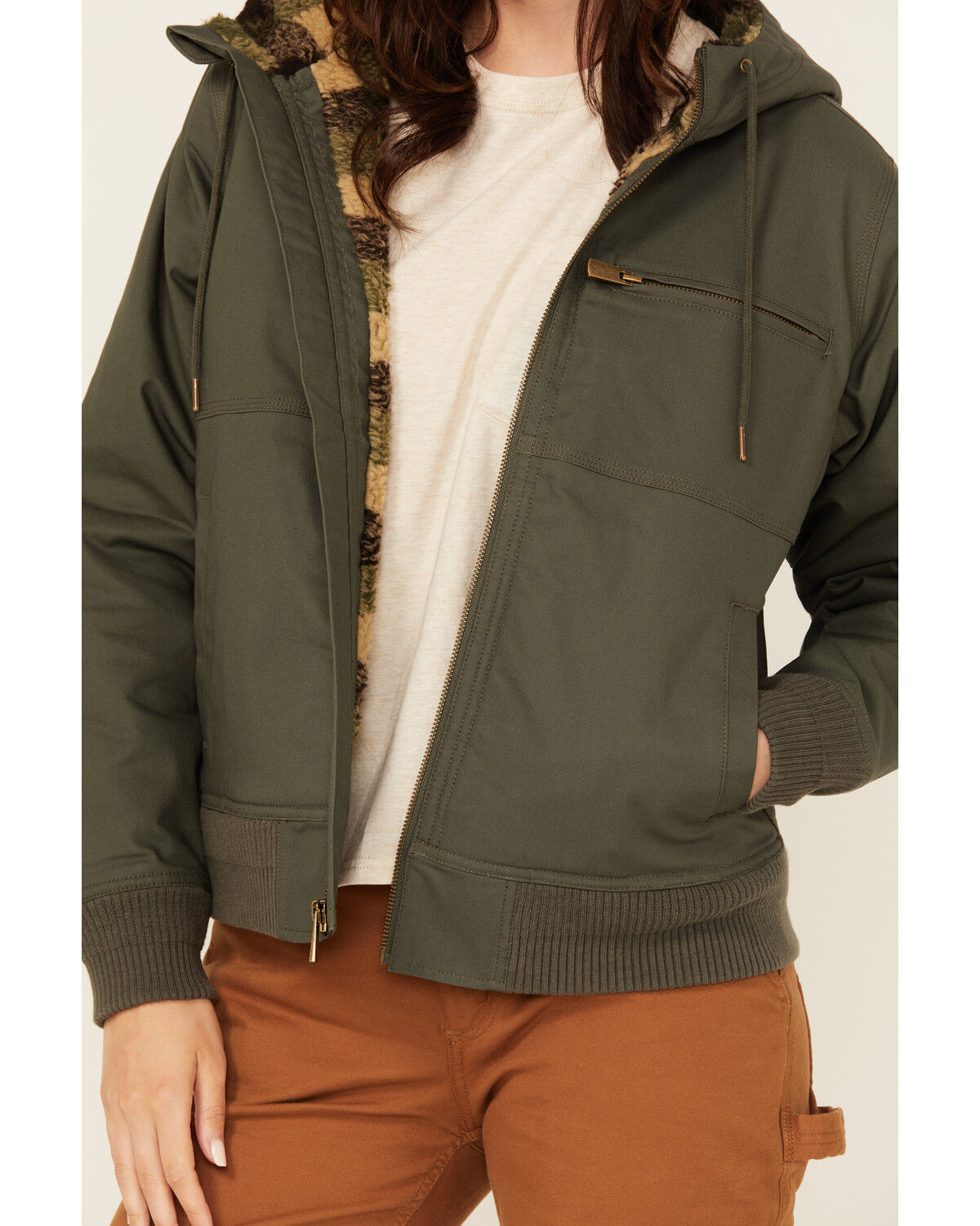 Lucky Brand Workwear Women's Chore Sherpa Lined Hooded Work Jacket