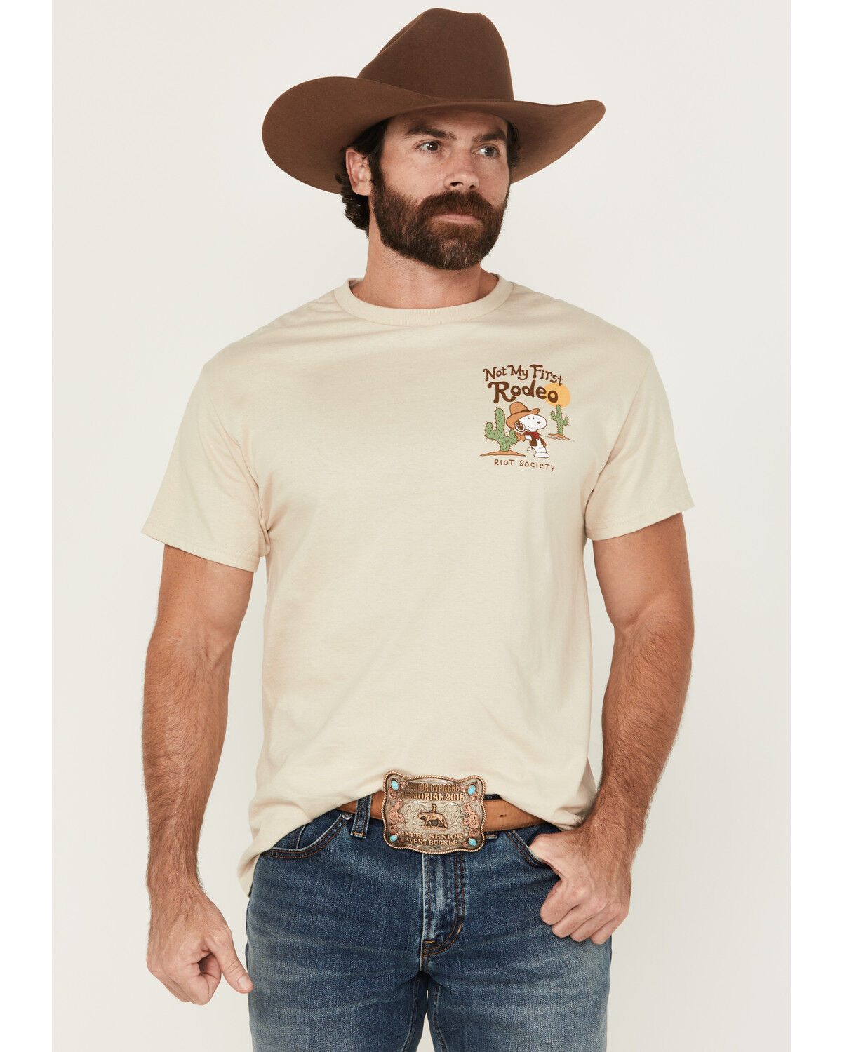 Riot Society Men's Peanuts Not My First Rodeo Short Sleeve Graphic T-Shirt