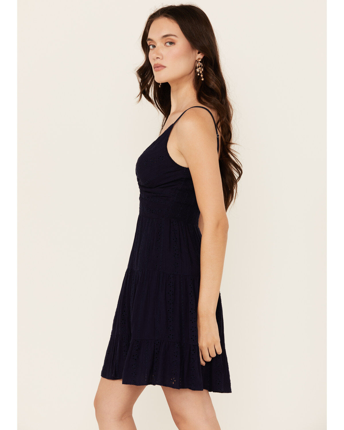 Angie Women's Eyelet Front Twist Sleeveless Mini Dress